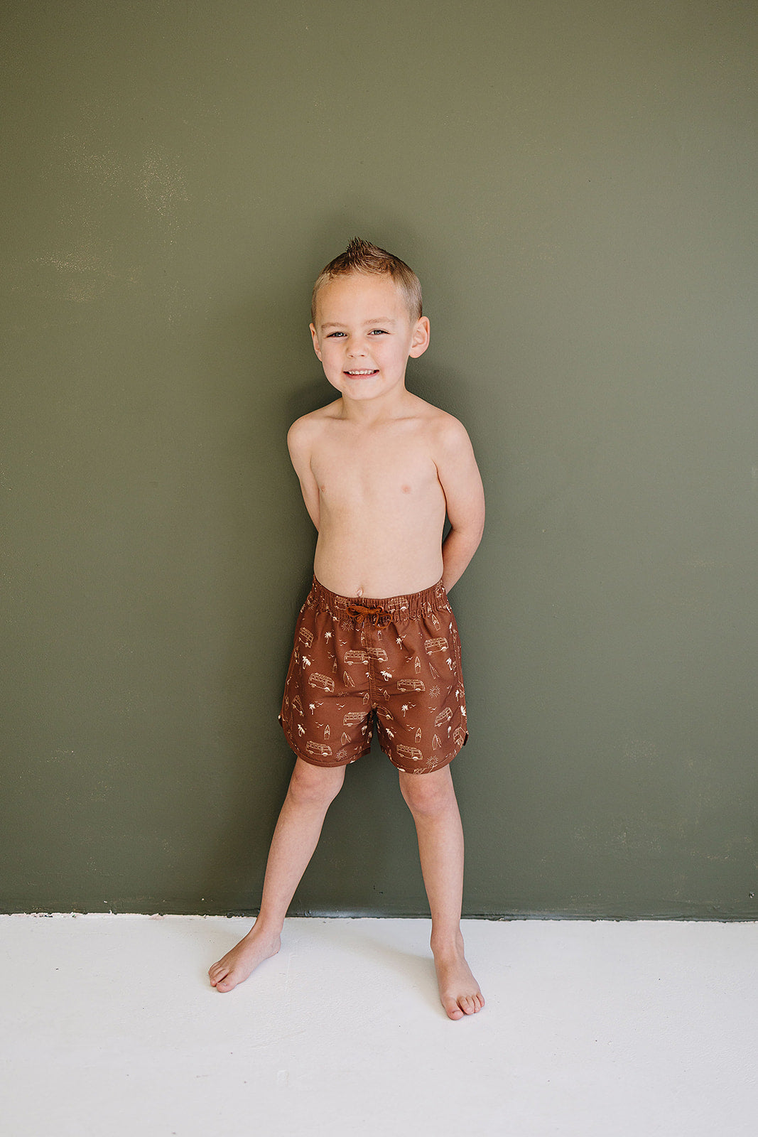 Dark Rust Surf Swim Shorts  Mebie Baby   