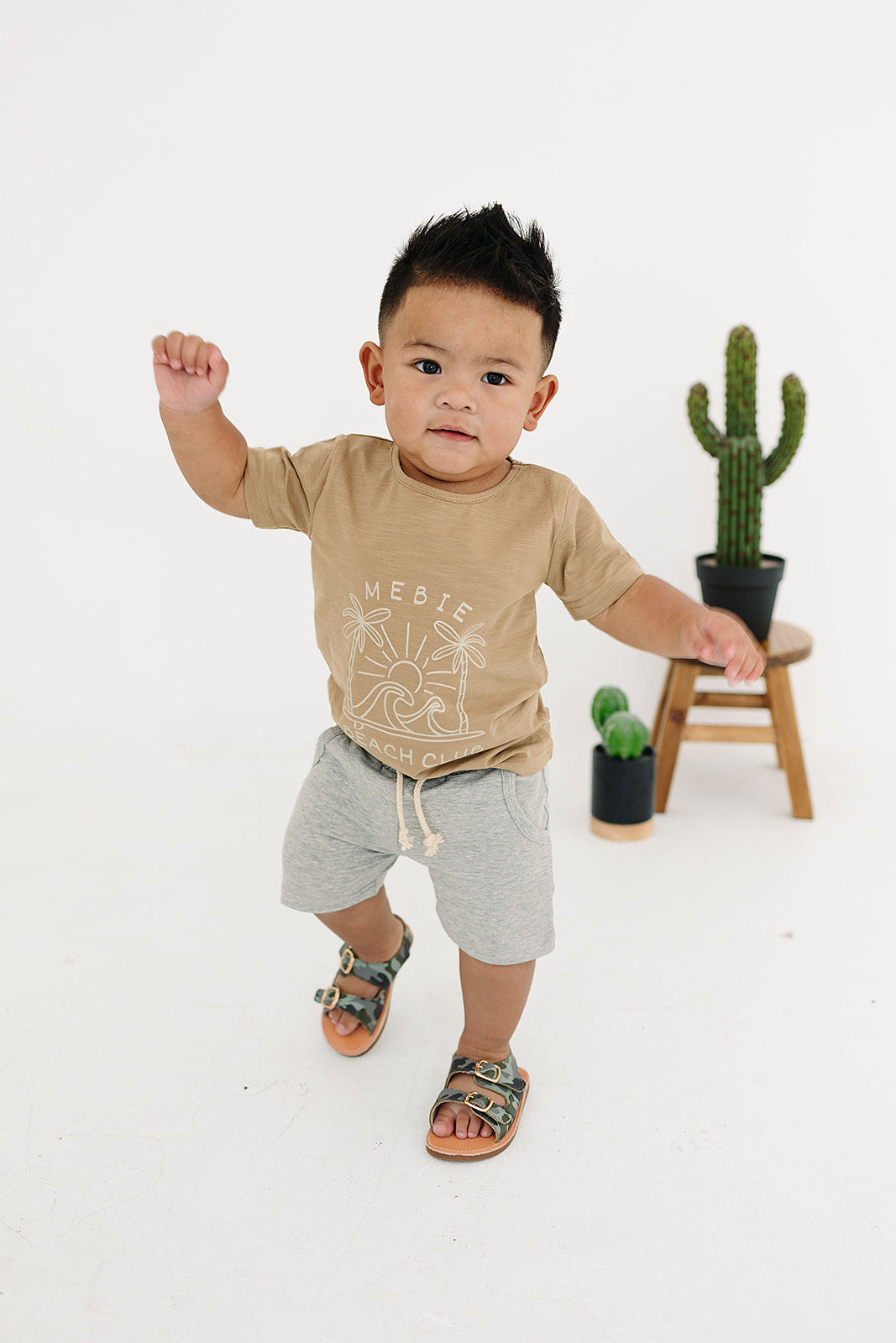 Heather Grey Pocket Cotton Shorts  Mebie Baby   