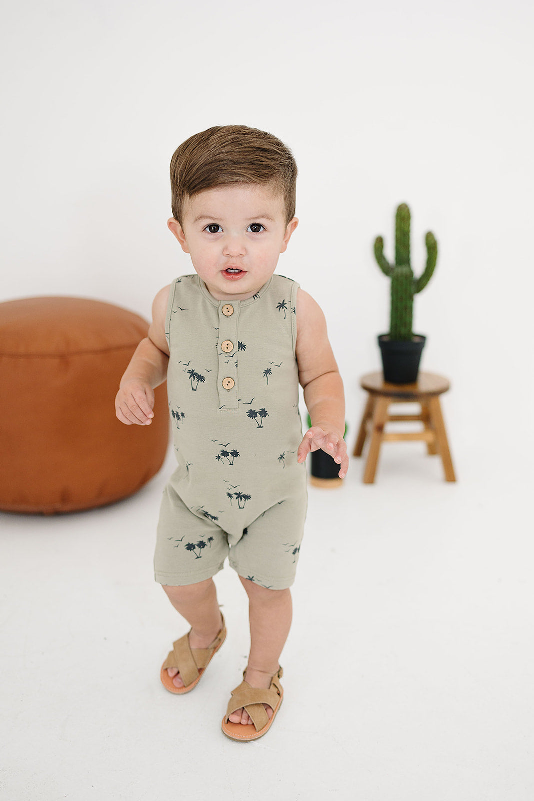 Palm Tree Short Romper  Mebie Baby   