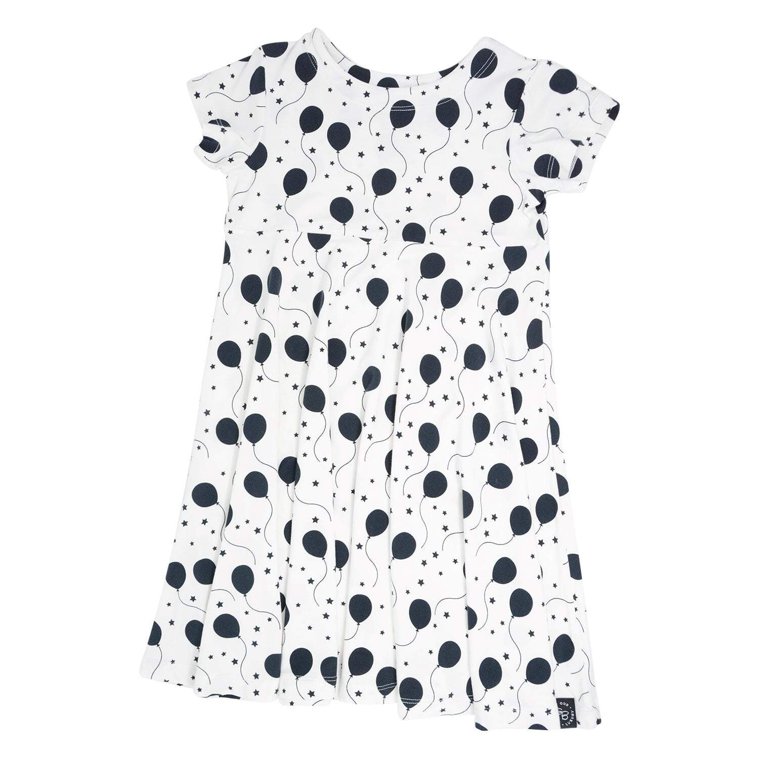 Swirly Girl Short Sleeve Dress - Black Balloons