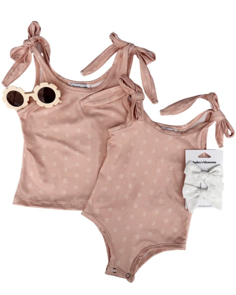 Madden Tie Shoulder Tank Top & Leotard - Ditsy Dune