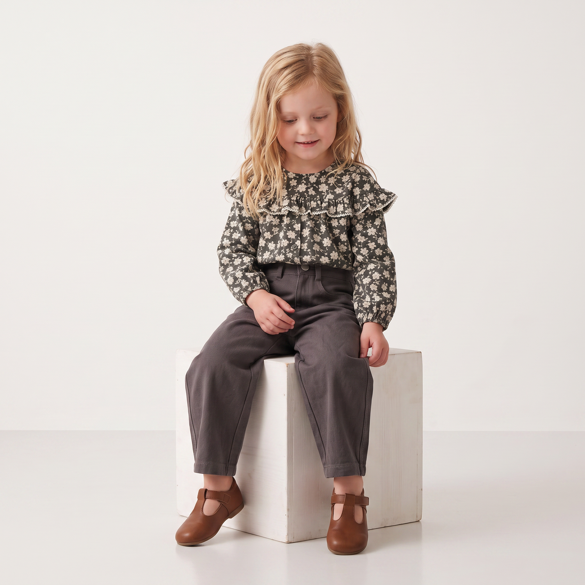 Organic Twill Barrel Pants - Charcoal
