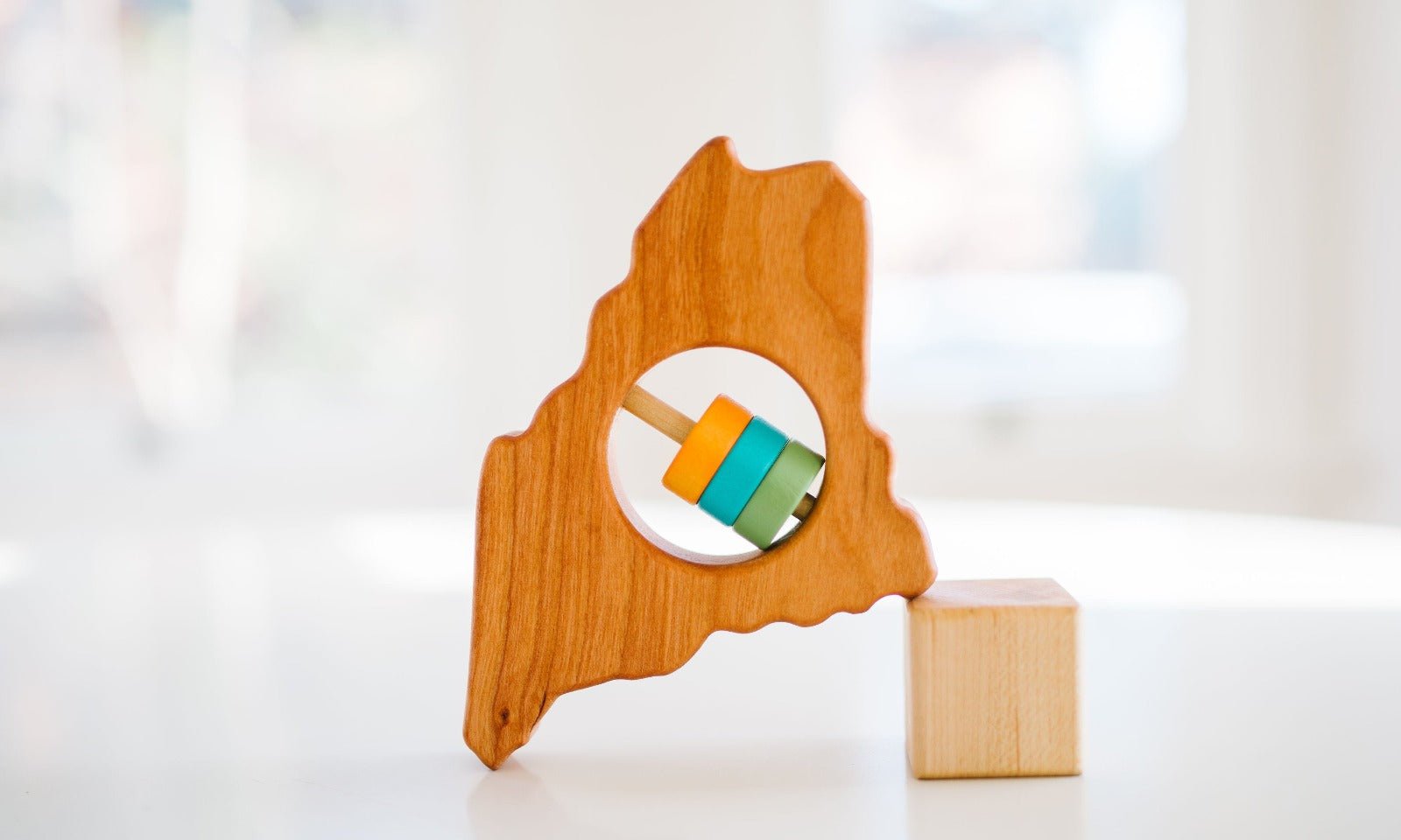 Maine State Wooden Baby Rattle™ Rattles Bannor Toys   