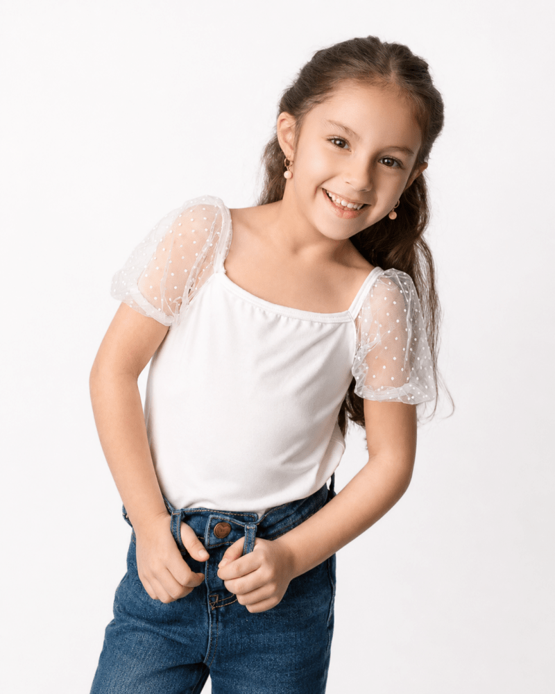 Maisie Puff Shoulder Leotard - White