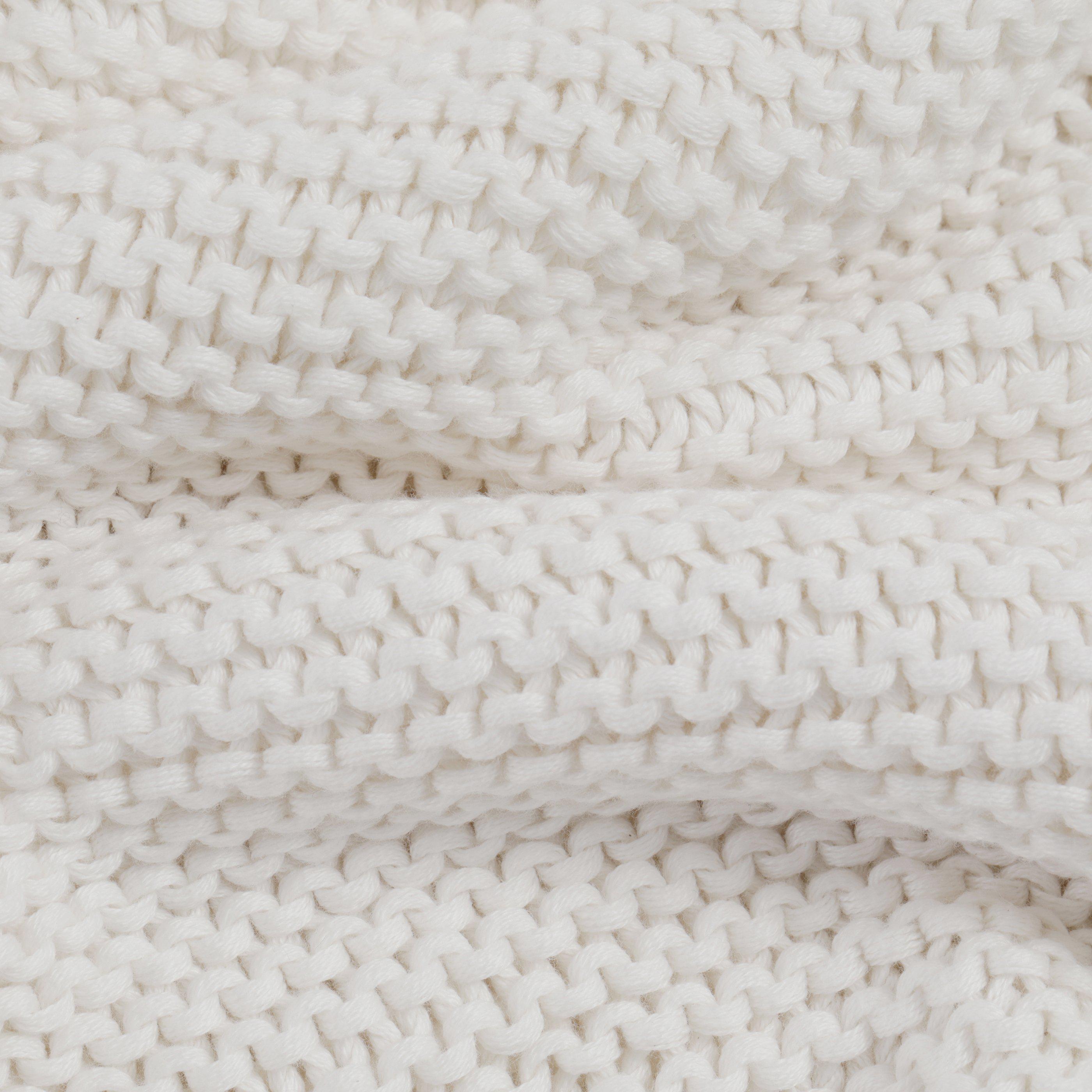 Chunky Knit Throw Blanket - Ella Ivory Throw Blanket Makemake Organics   