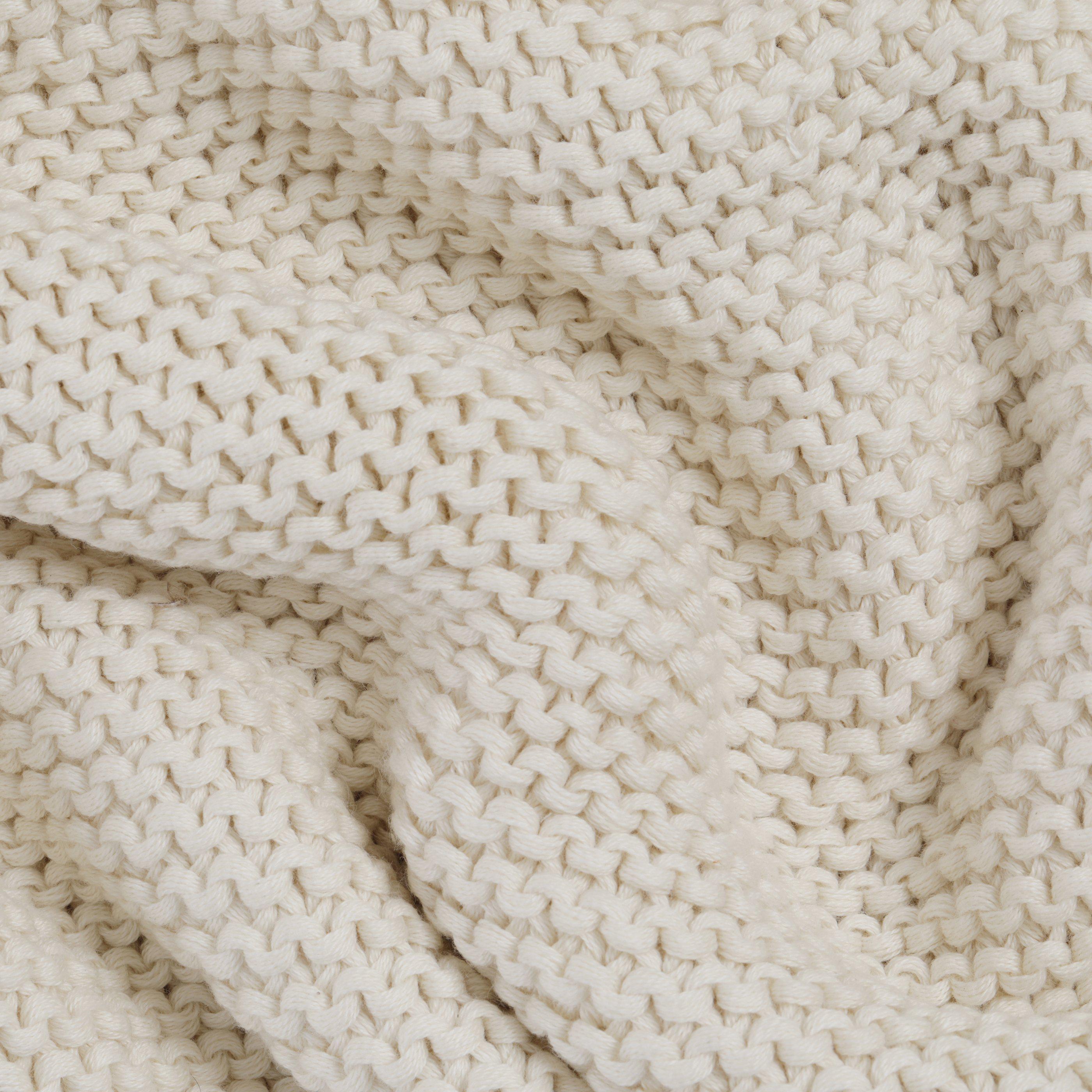 Chunky Knit Throw Blanket - Vanilla Natural Throw Blanket Makemake Organics   