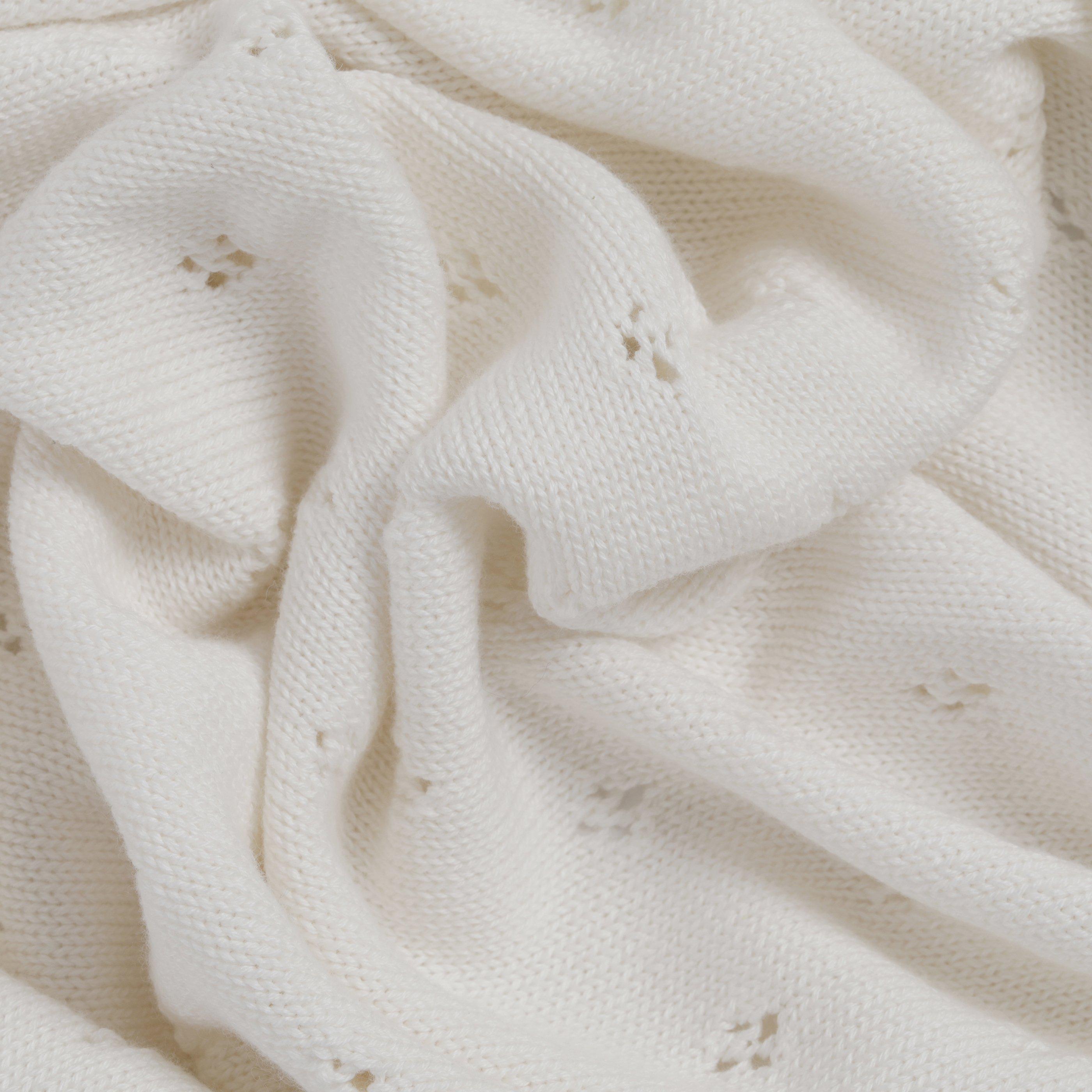 Organic Cotton Pointelle Baby Blanket - Ella Ivory Pointelle Baby Blanket Makemake Organics   