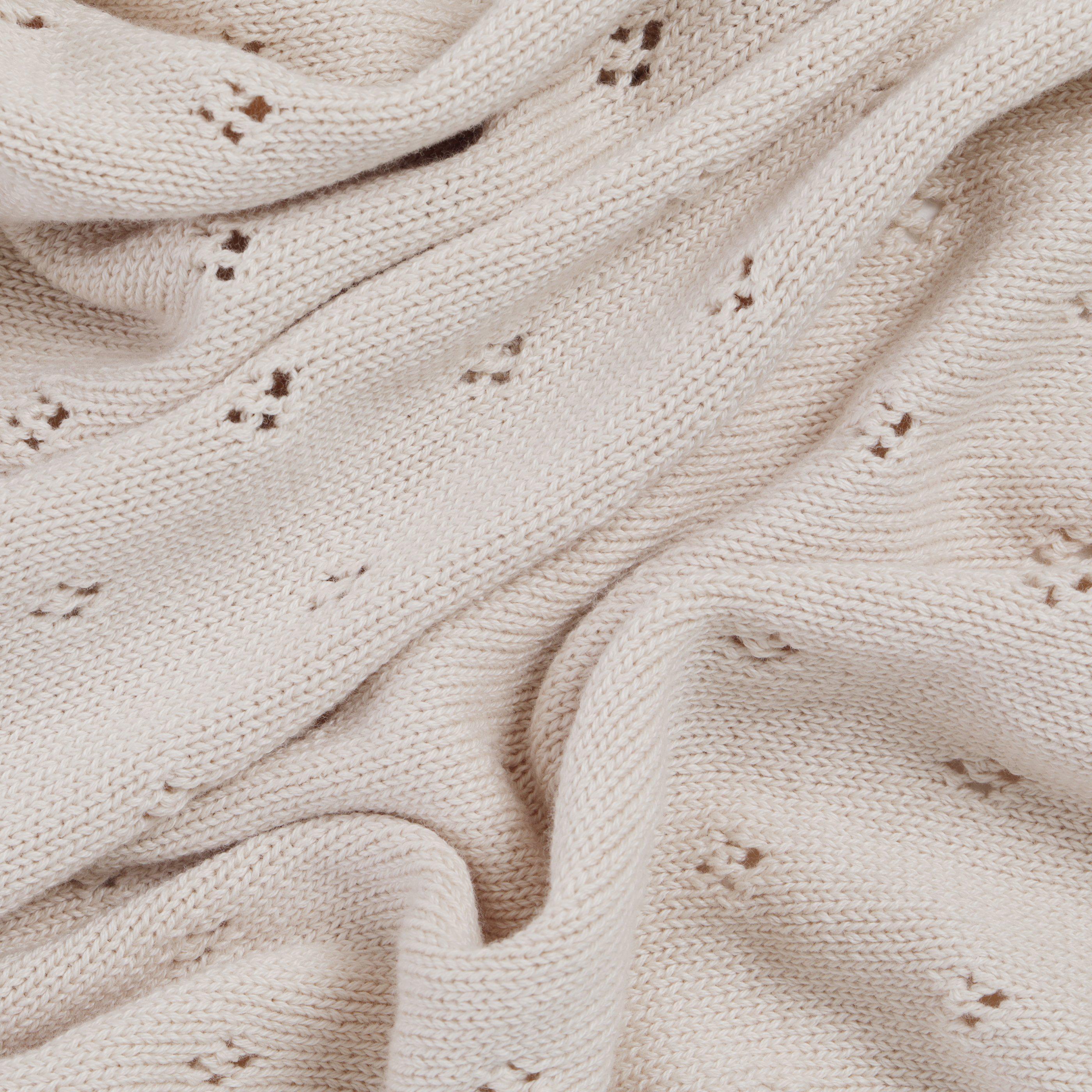 Organic Cotton Pointelle Baby Blanket - Nora Shell Pointelle Baby Blanket Makemake Organics   