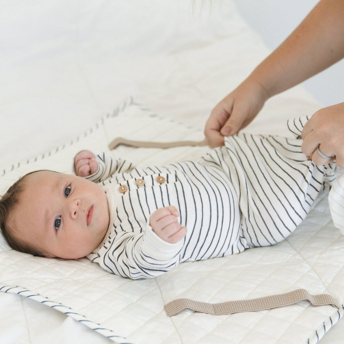 Organic Cotton Portable Changing Mat -Navy Stripes