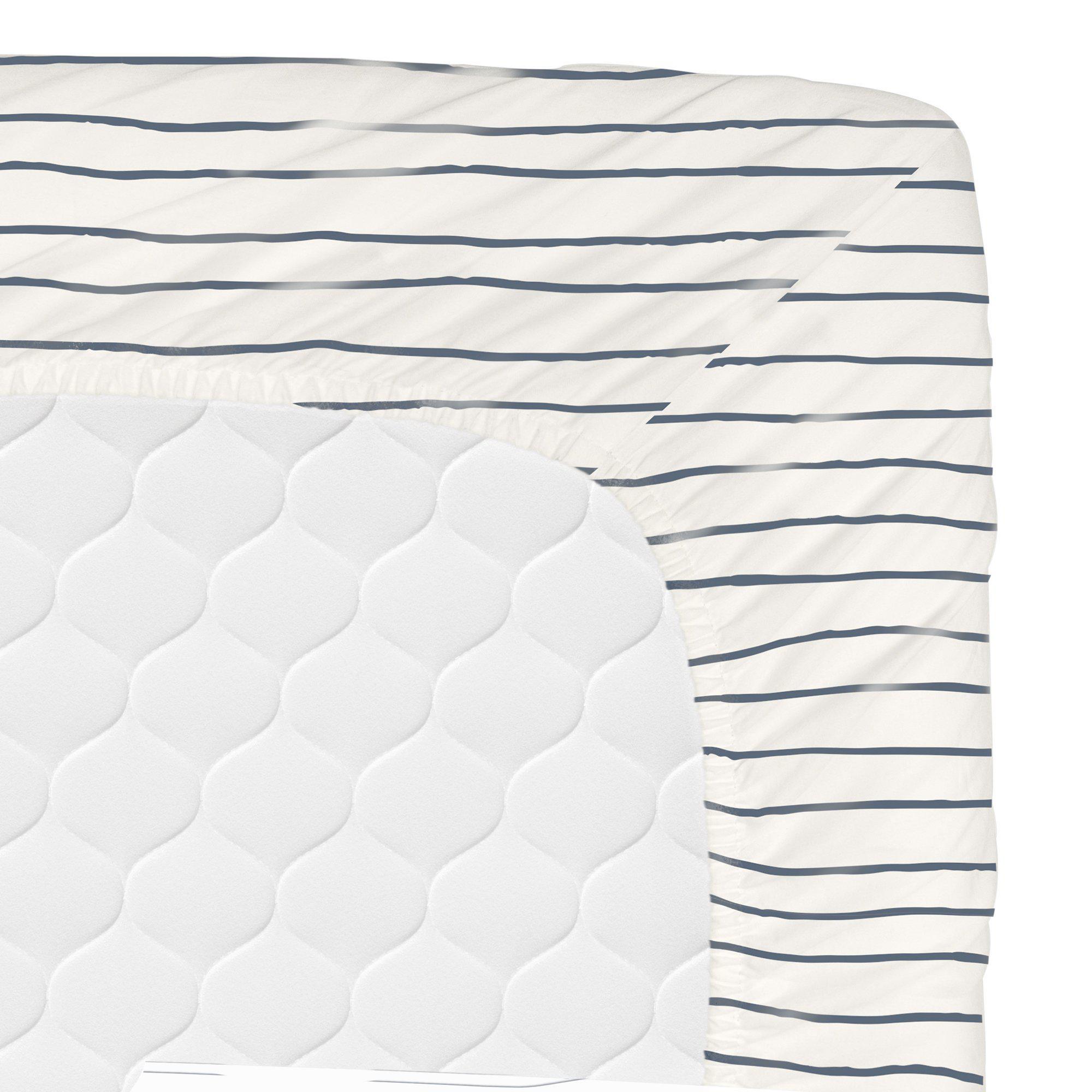 Organic Cotton Sheet Set - Navy Blue Stripes