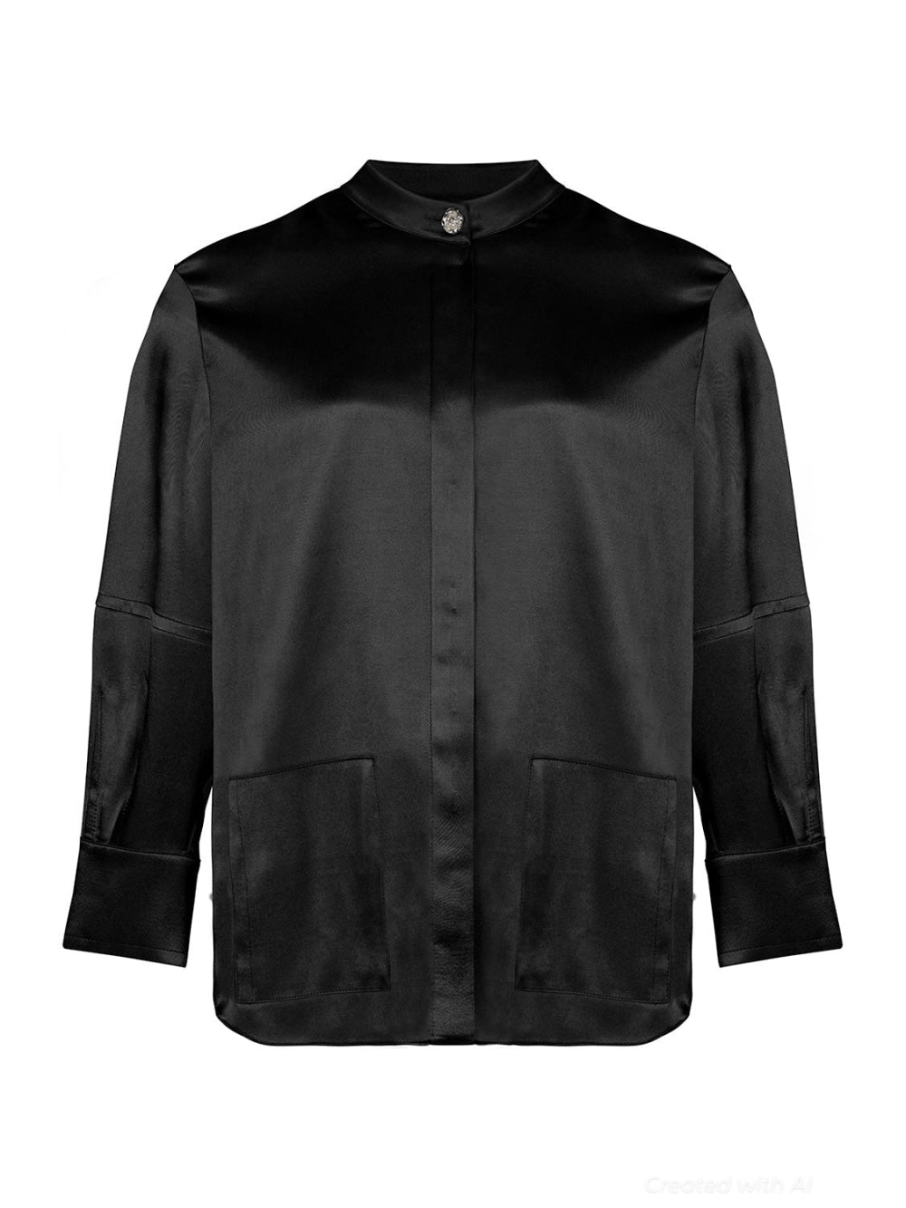 Mandarin Collar Shirt - Black