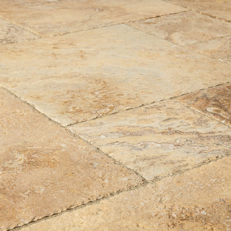 Meandros Gold Antique Pattern Brushed, Chiseled, and Partially Filled - Livfloors Collection