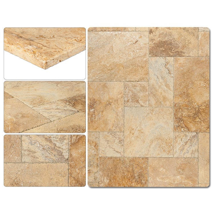 Meandros Gold Antique Pattern Brushed, Chiseled, and Partially Filled - Livfloors Collection