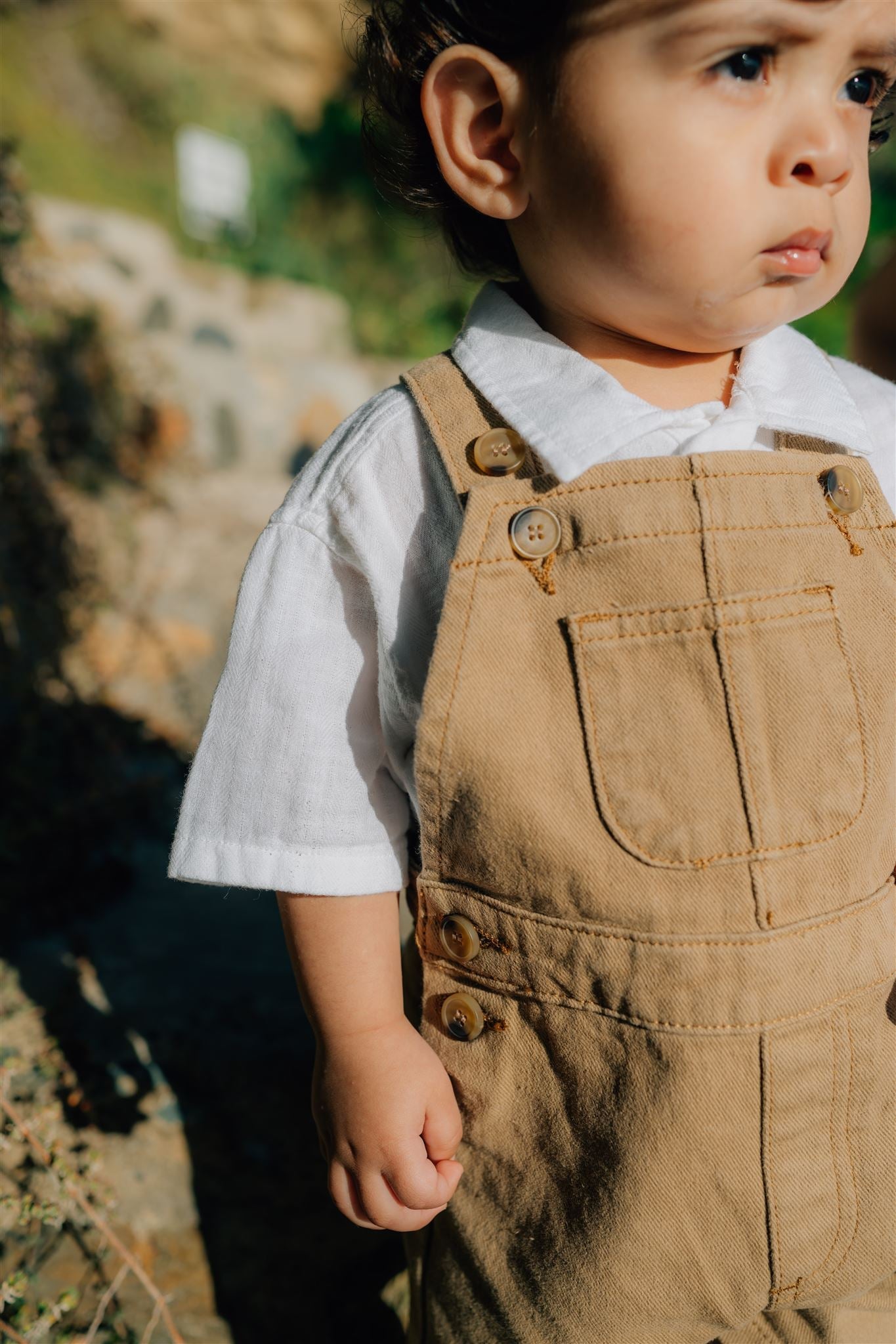 Tan Twill Overalls  Mebie Baby   