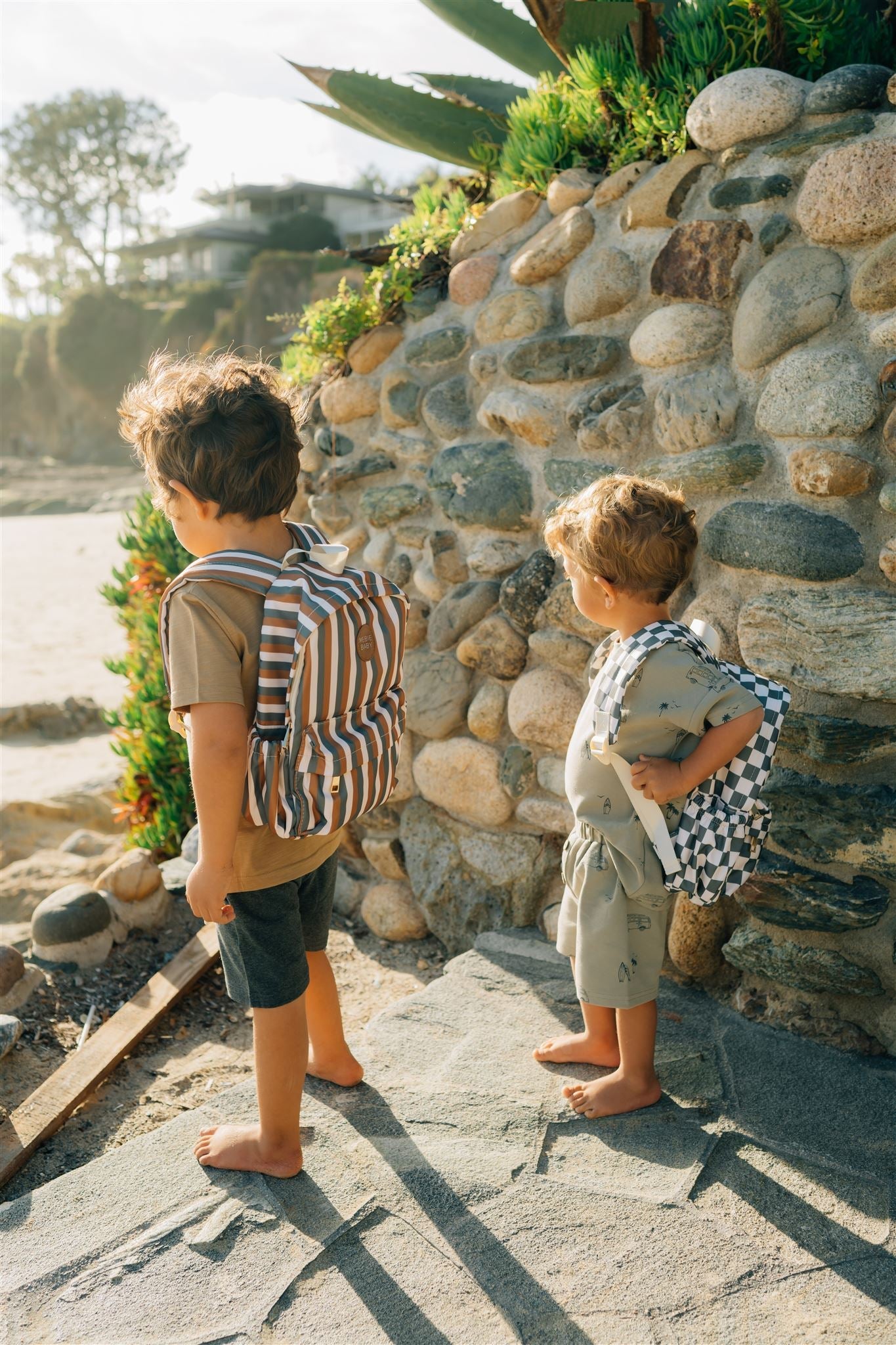 Green Checkered Mini Backpack  Mebie Baby   