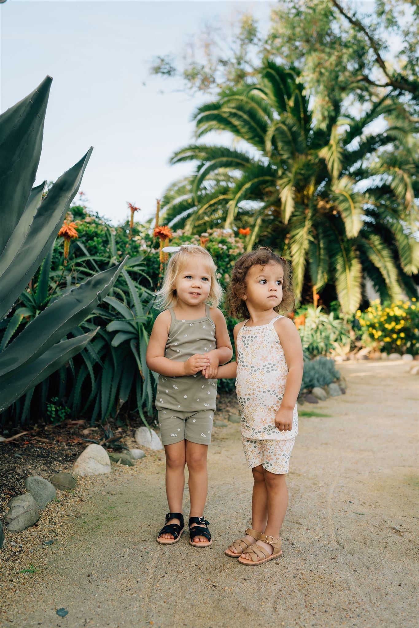 Sage Floral Tank + Biker Short Set  Mebie Baby   