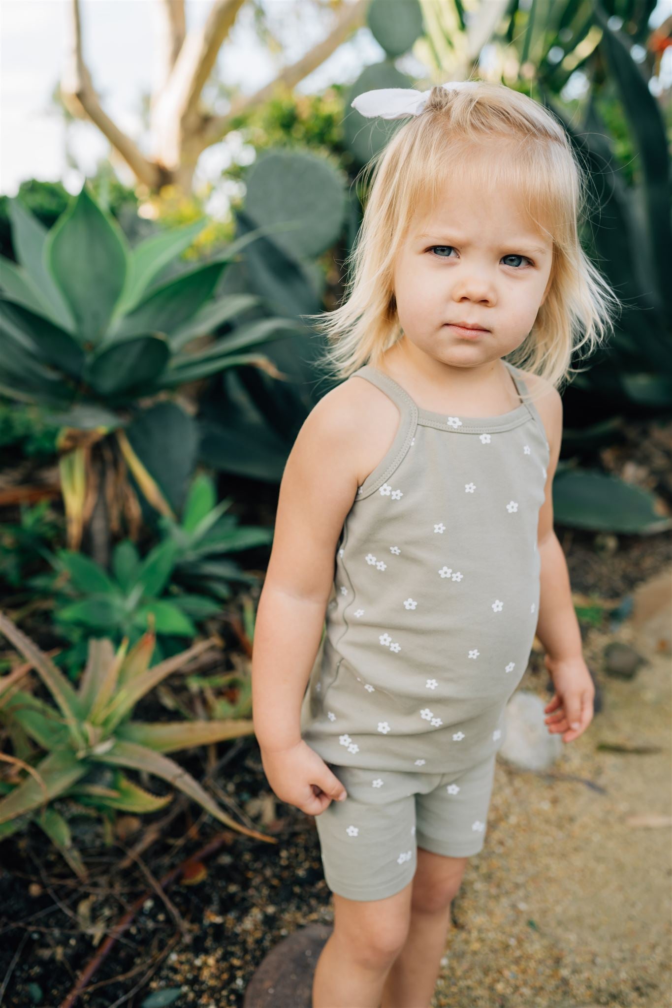 Sage Floral Tank + Biker Short Set  Mebie Baby   