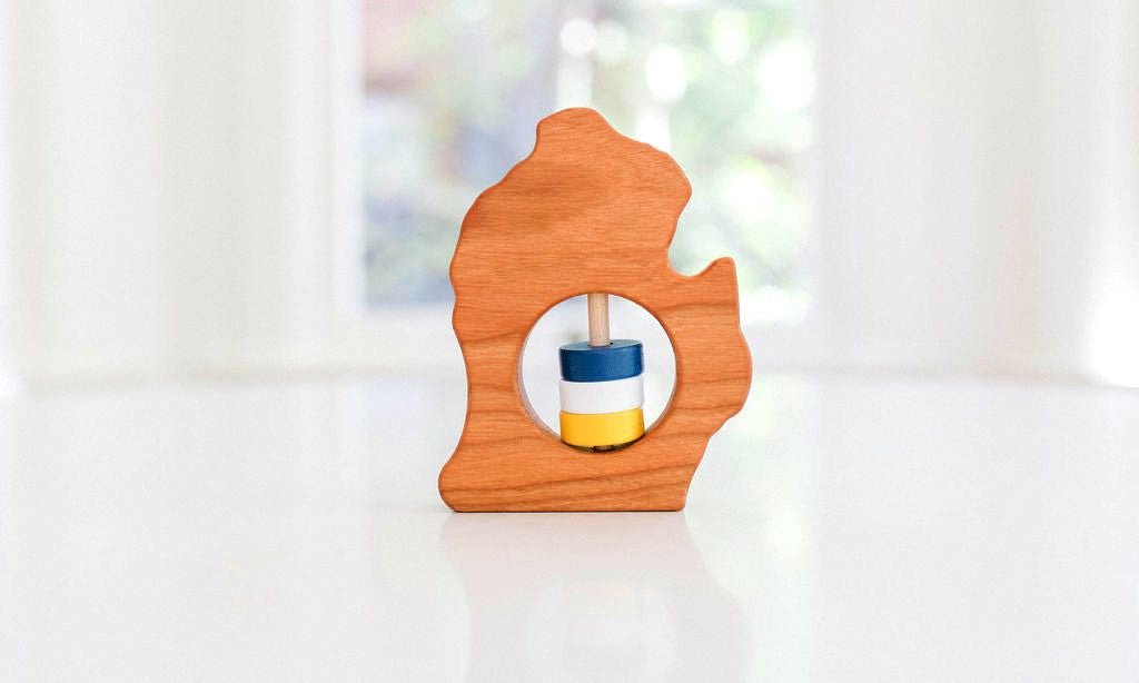 Michigan (Lower Peninsula) Wooden Baby Rattle™ Rattles Bannor Toys   