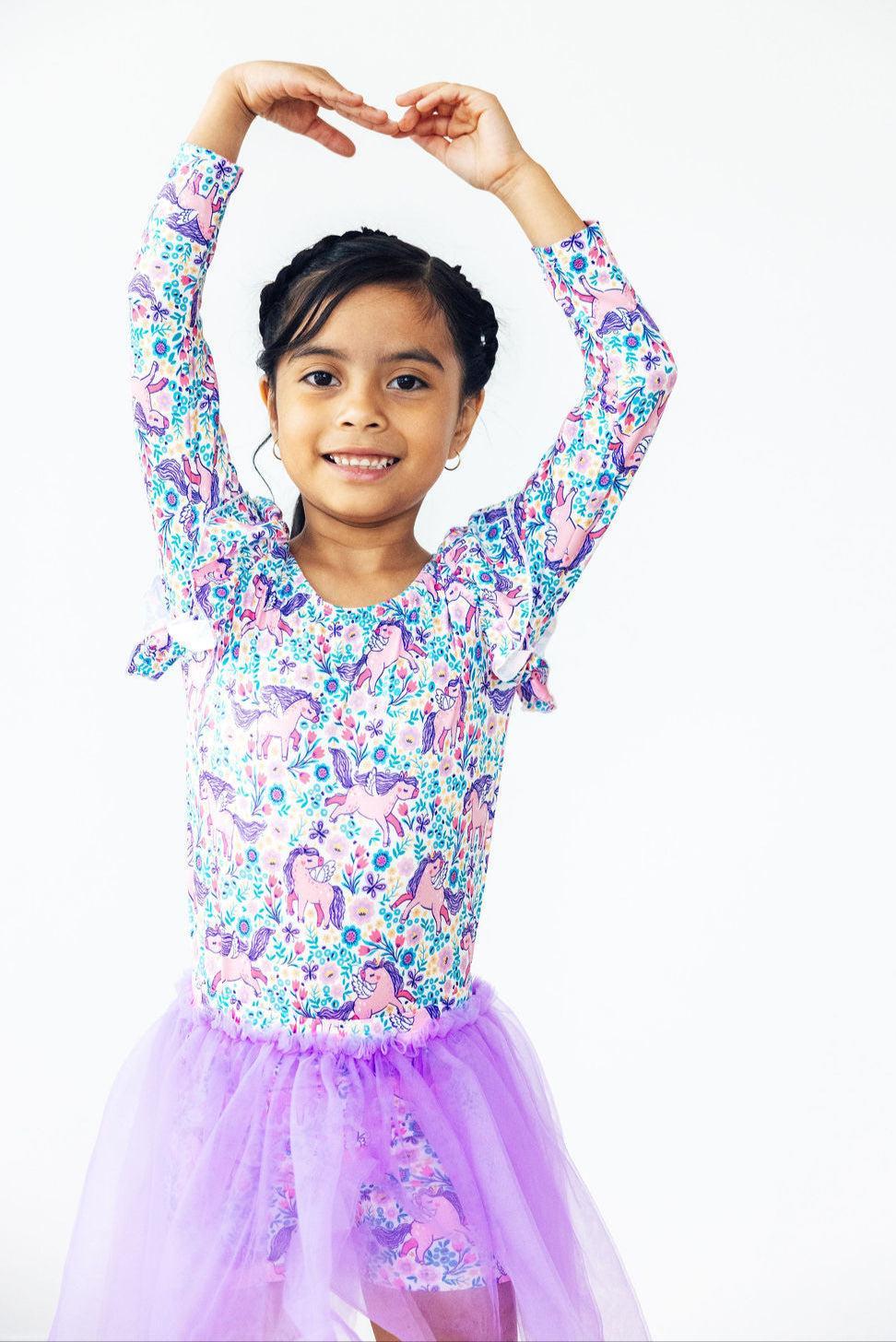 Head in the Clouds L/S Flutter Sleeve Leotard