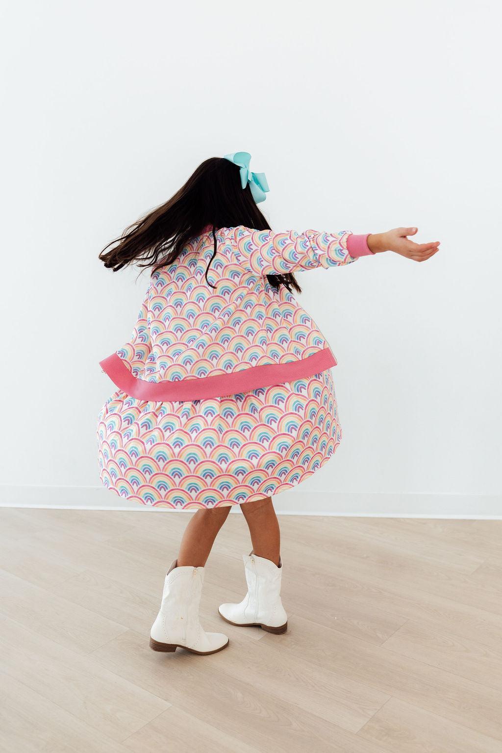 Watercolor Rainbows S/S Pocket Twirl Dress