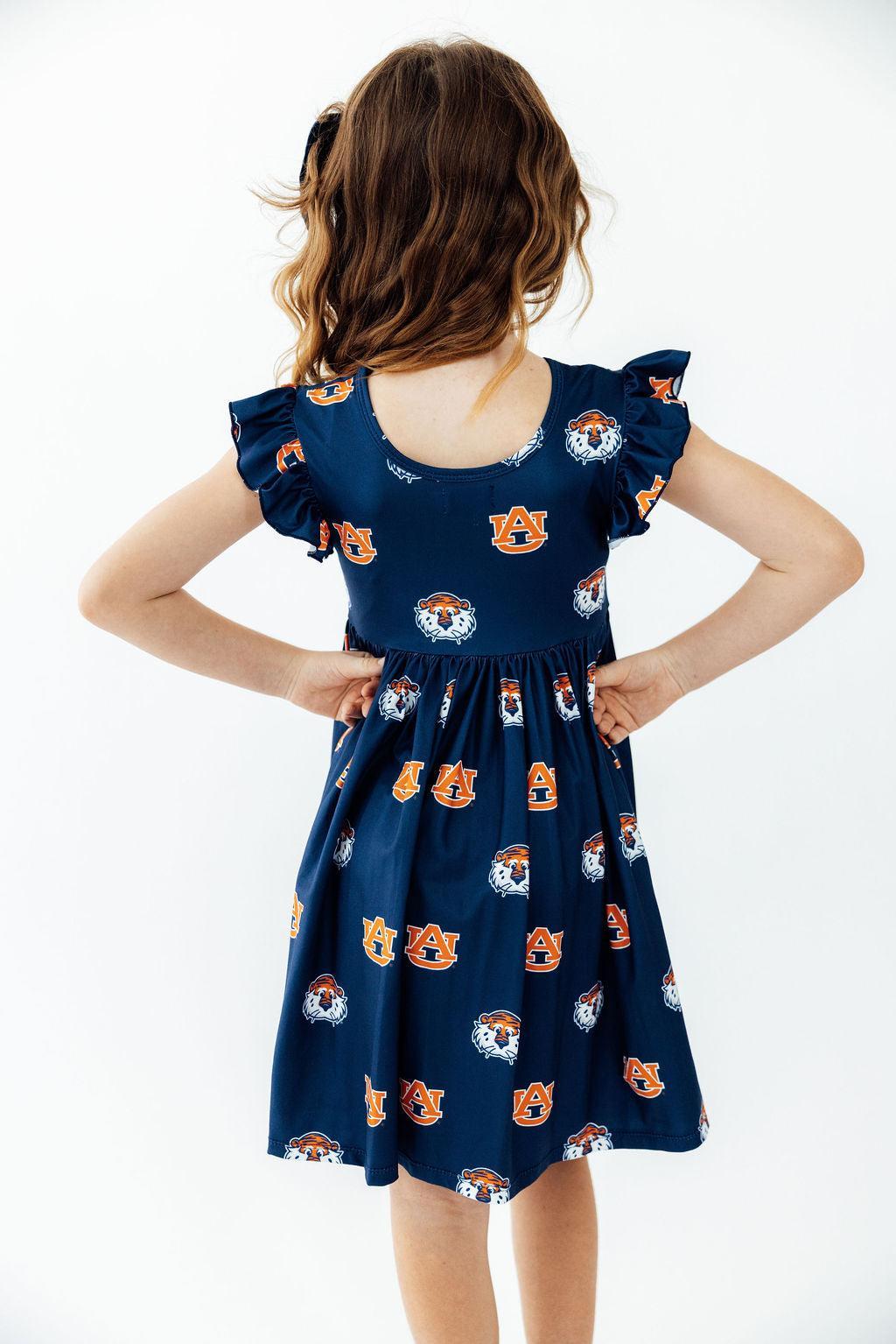 Auburn Blue Aubie Flutter Twirl Dress