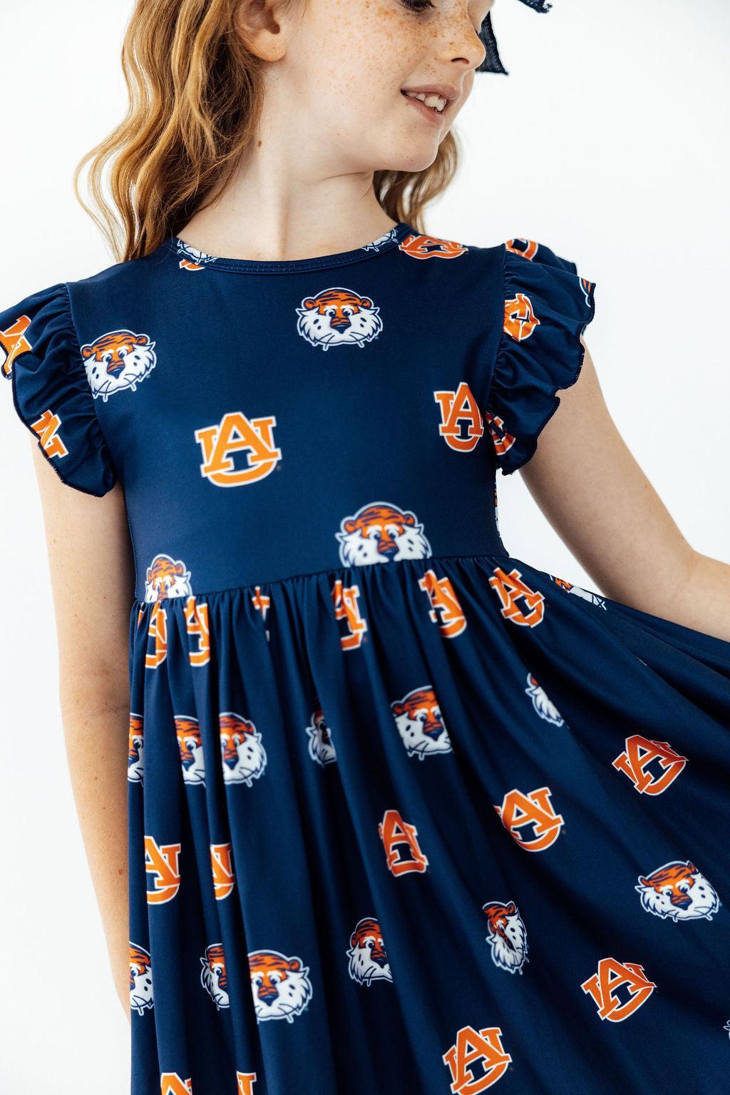 Auburn Blue Aubie Flutter Twirl Dress