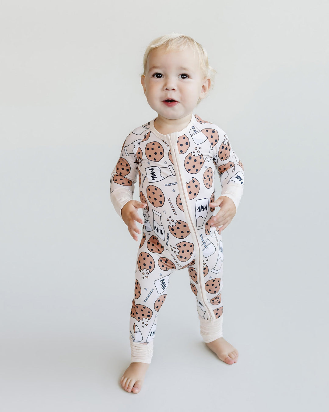 Bamboo Zip Romper | Milk & Cookies