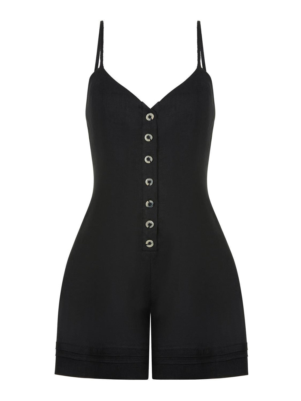 Mini Linen Jumpsuit - Black