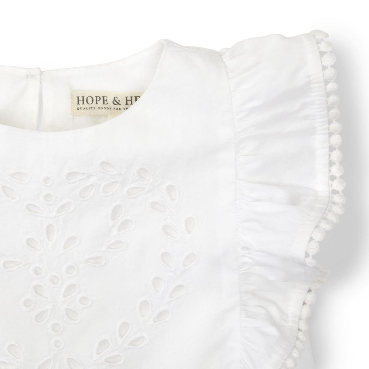 Flutter Sleeve Eyelet Top - White