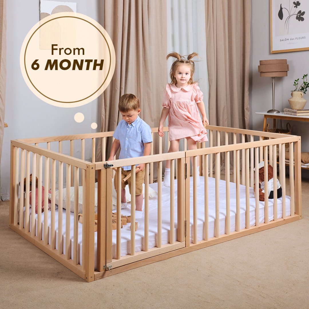 Montessori Floor Bed Frame for Toddlers with Fence (200х120 cm) Beds Goodevas   