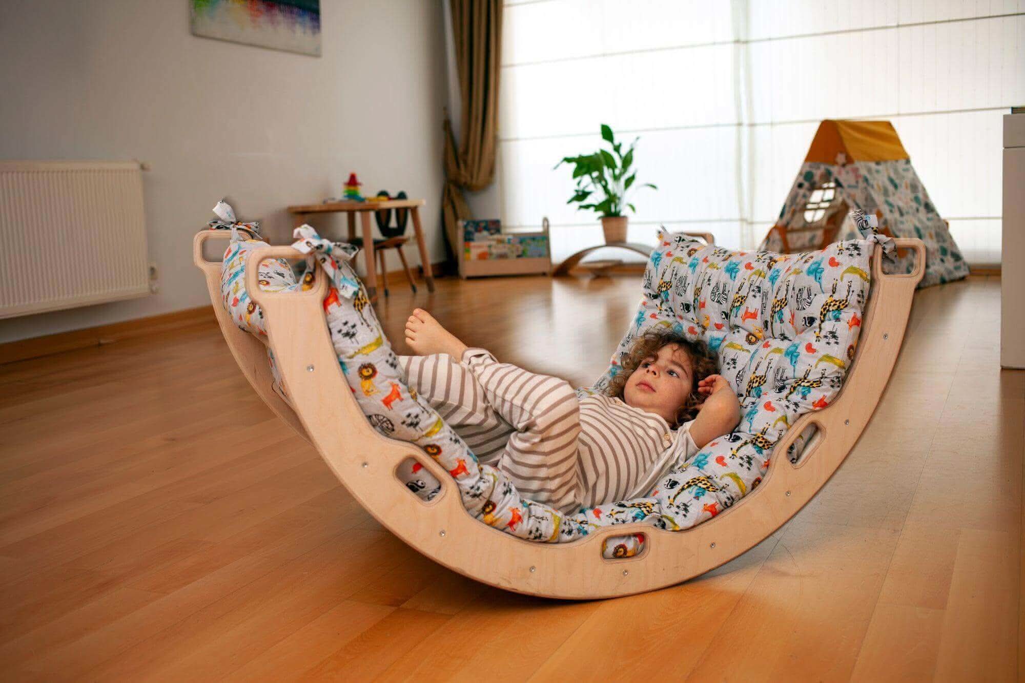 Climbing Arch / Rocker with Safari Pattern Pillow