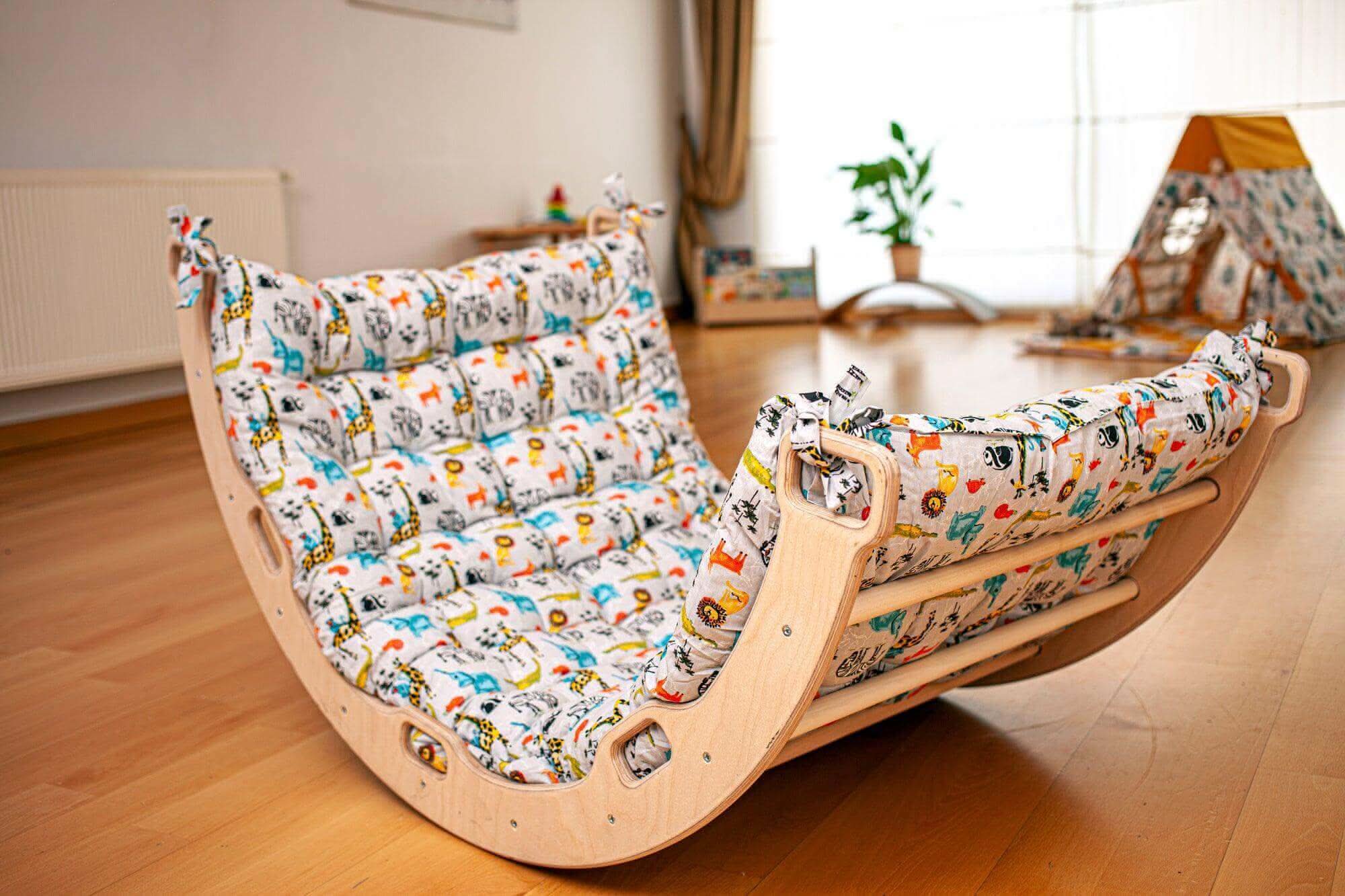 Climbing Arch / Rocker with Safari Pattern Pillow