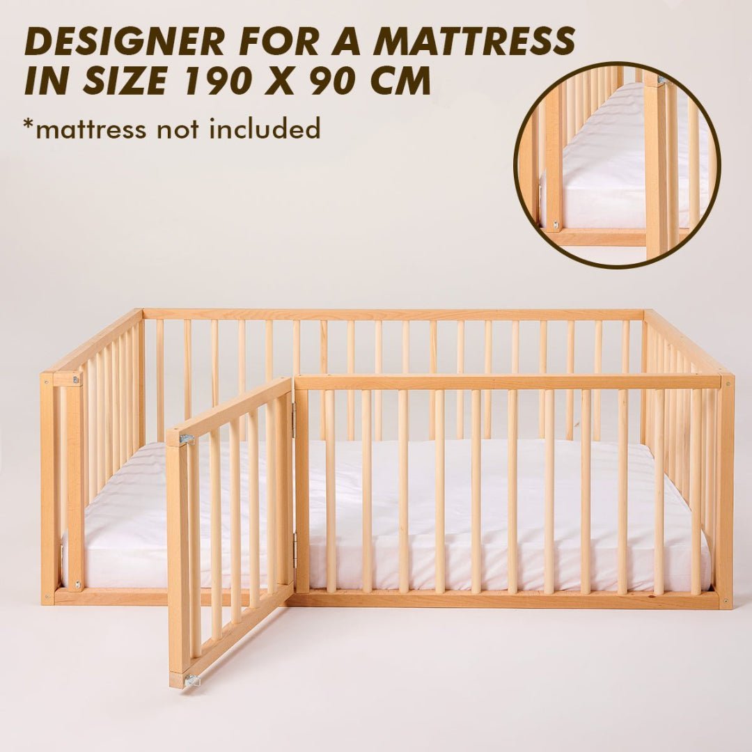 Montessori Floor Bed Frame for Toddlers with Fence (200х120 cm)