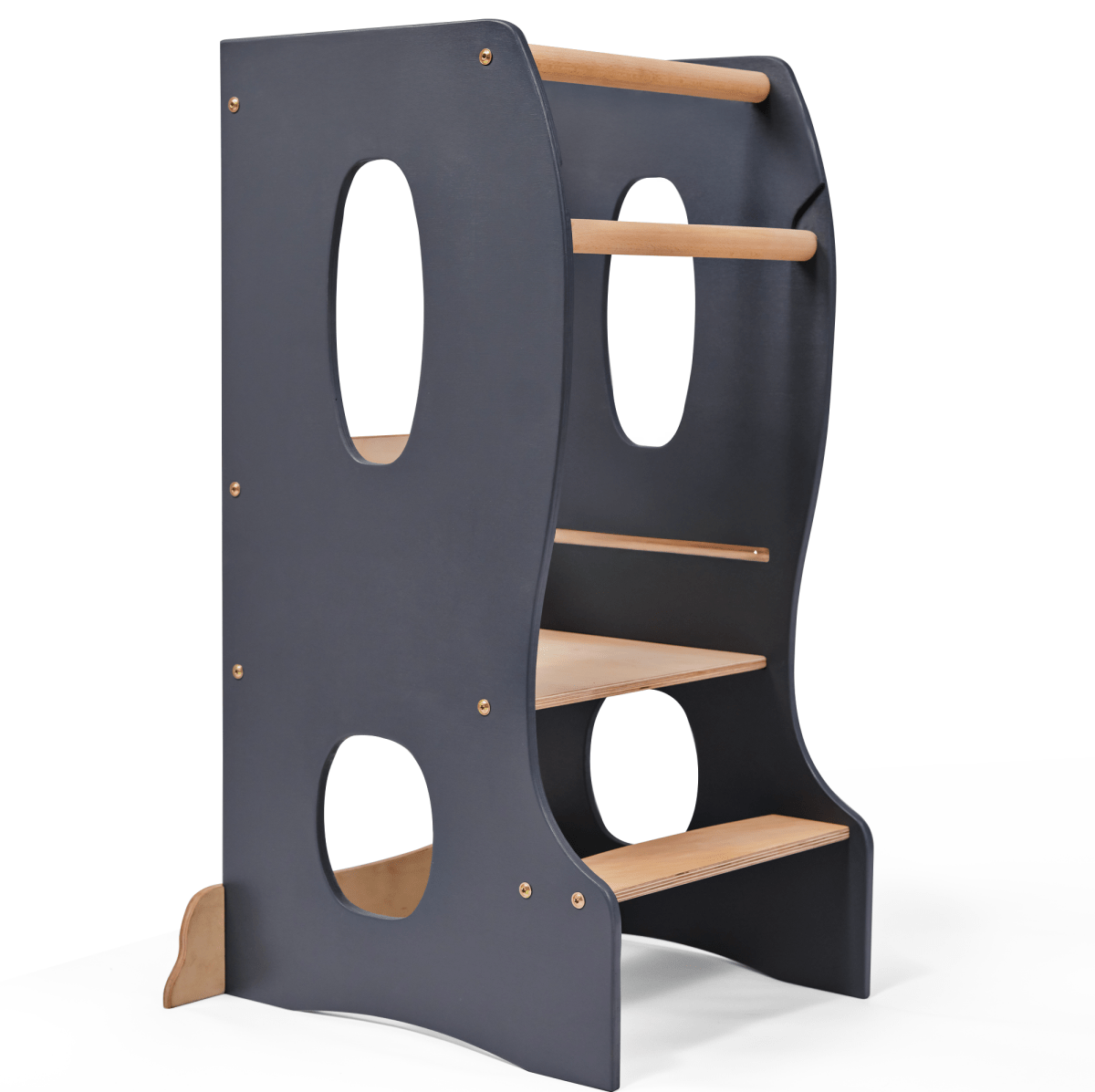 Stable Montessori Tower: Wooden Growing Chair - Grey