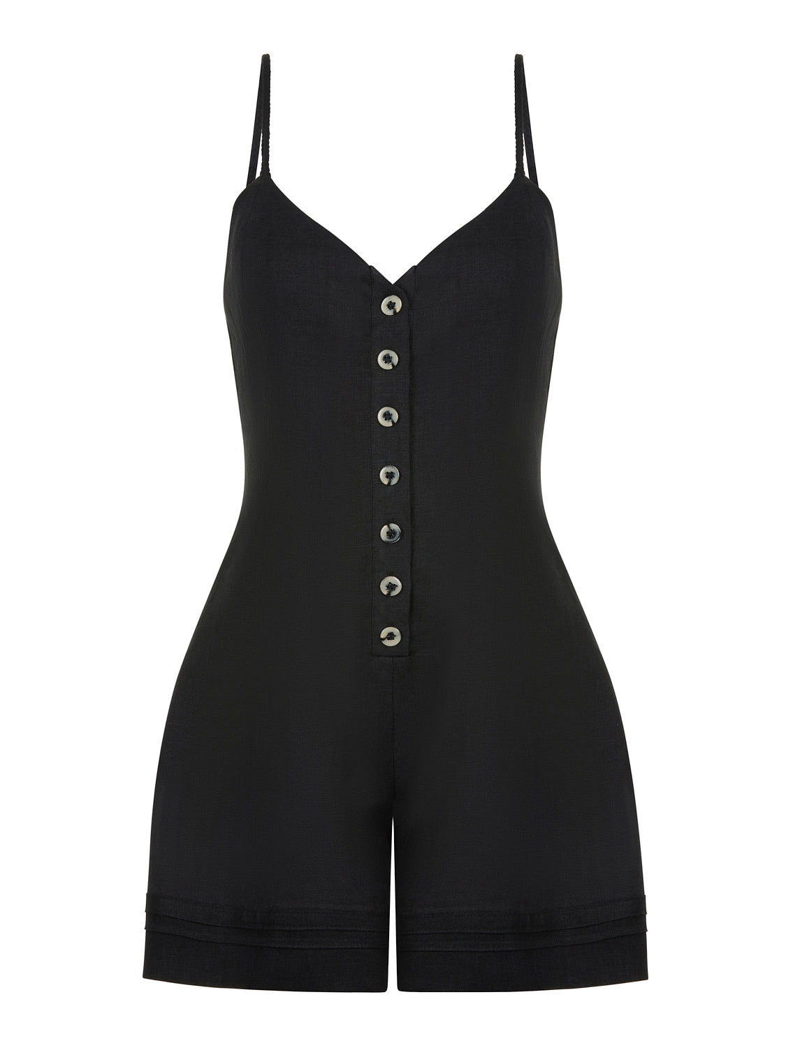 Mini Linen Jumpsuit - Black