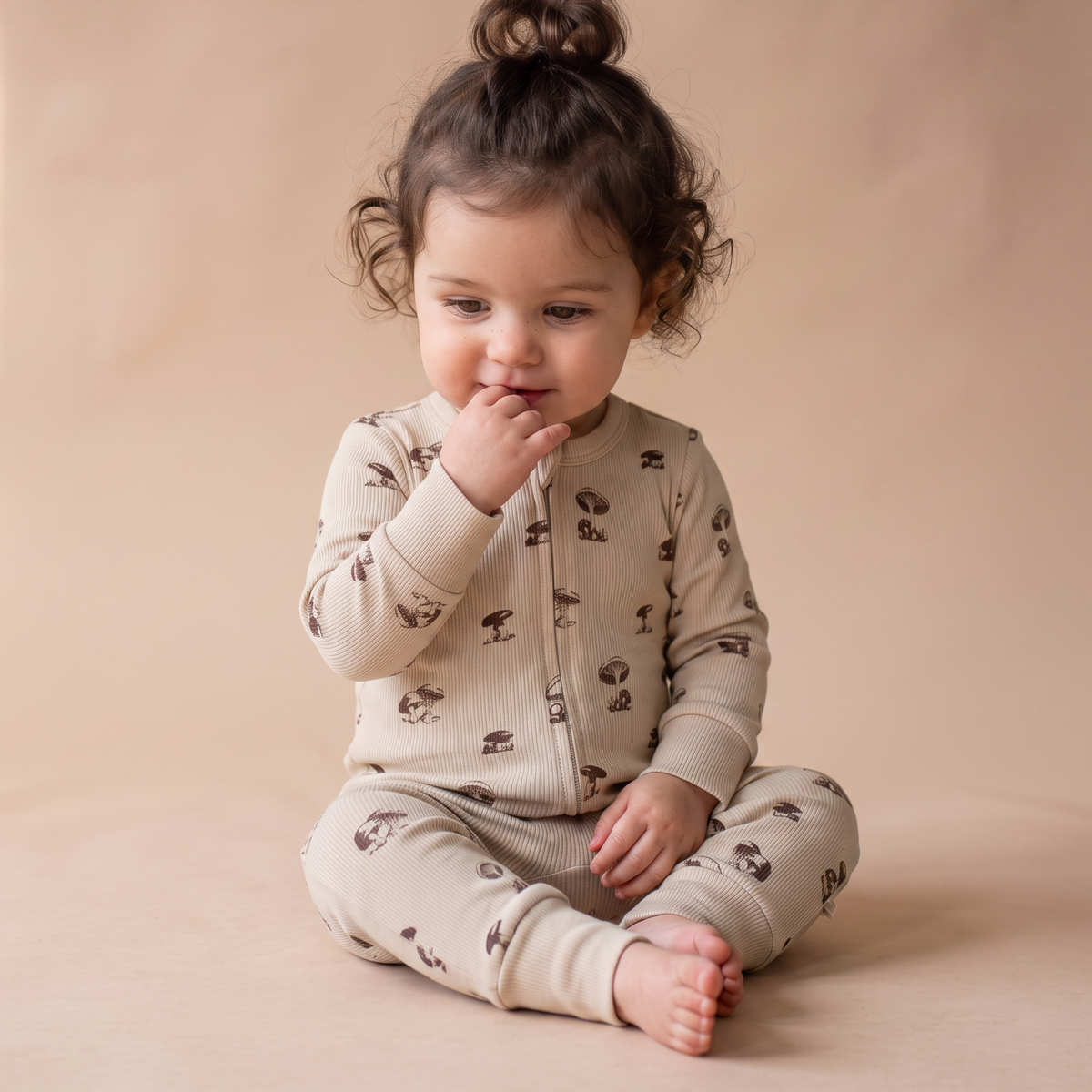 Organic 2-Way Zip Romper - Mushroom