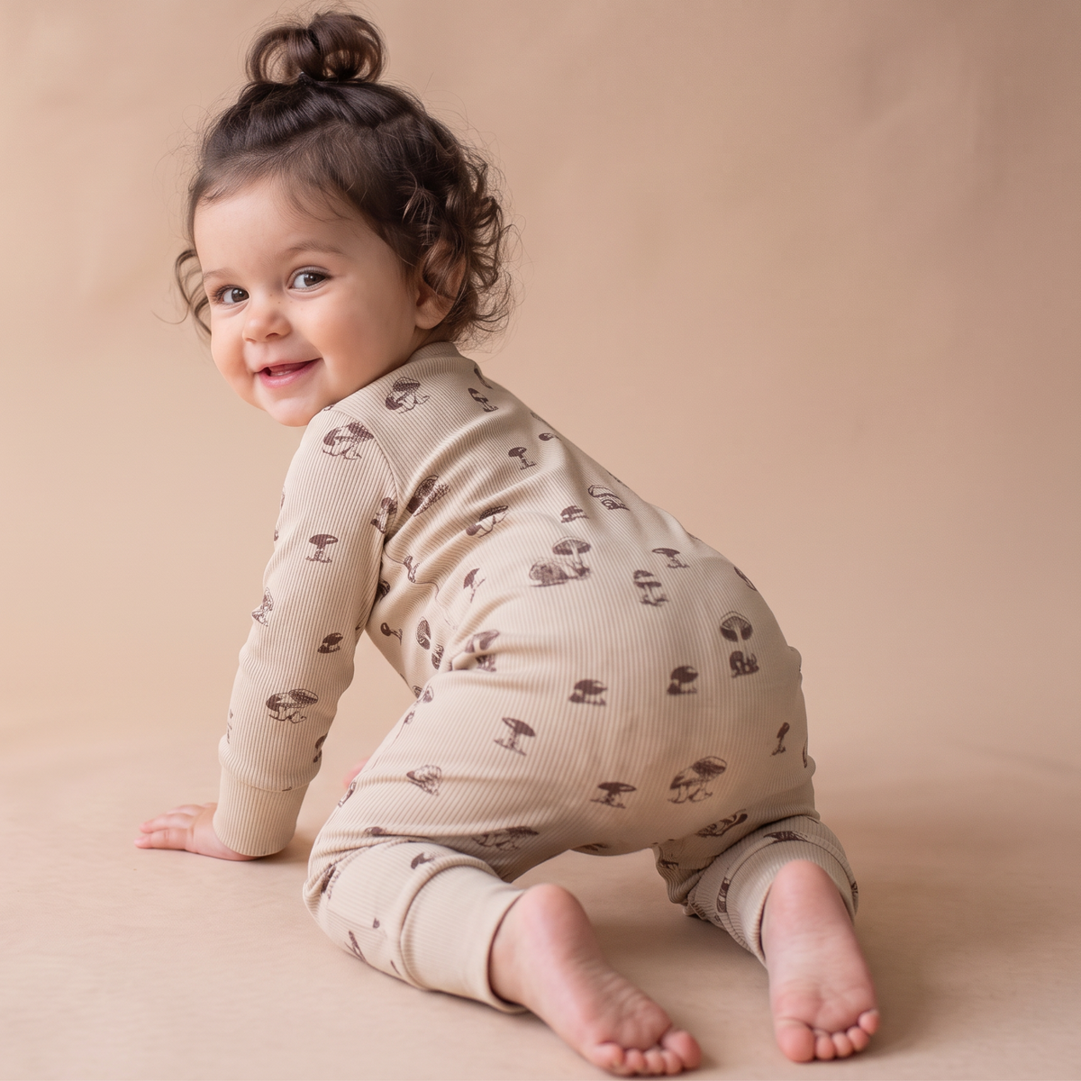 Organic 2-Way Zip Romper - Mushroom
