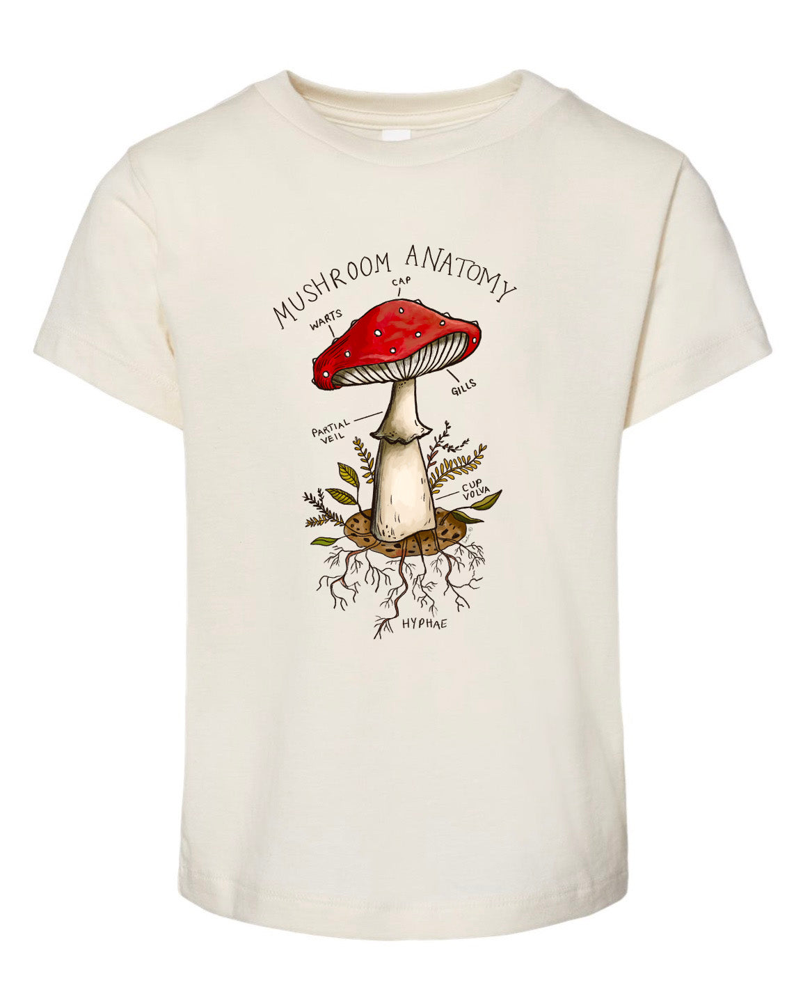 Mushroom Anatomy - Natural [Children's Tee] Onesie Raising Tito   