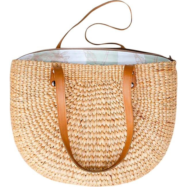 Caitlyn Palm Print Tote - Caramel