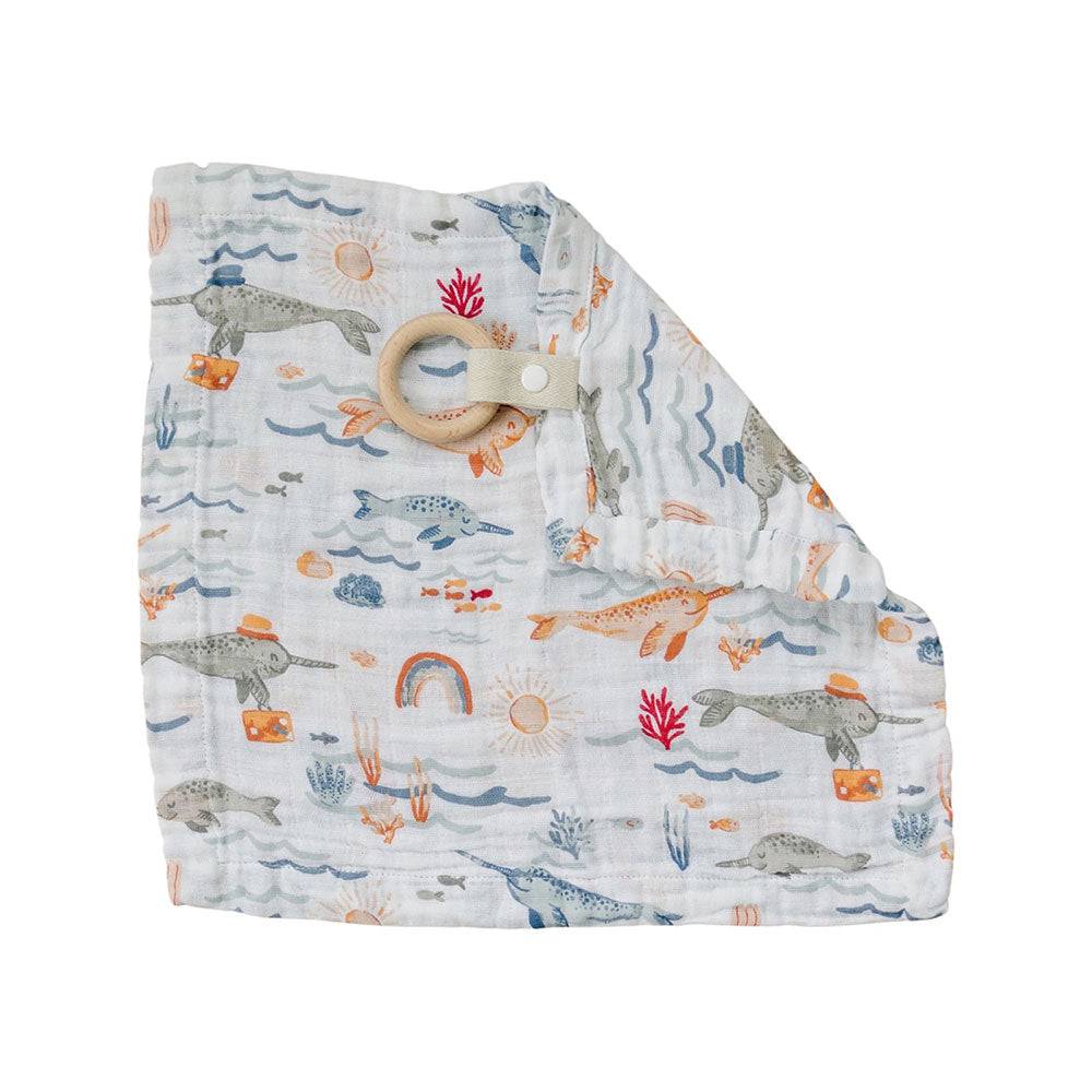 Narwhal Classic Muslin Teether Blanket Teether Blanket Bebe au Lait   