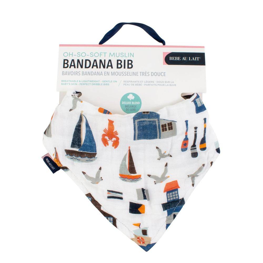 Nautical Oh So Soft Muslin Bandana Bib Bib Bebe au Lait   