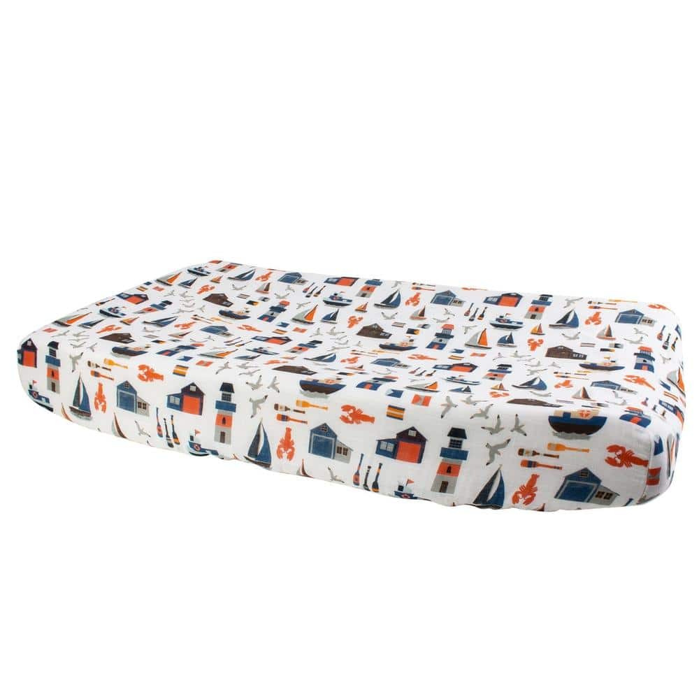 Nautical Oh So Soft Muslin Changing Pad Cover Changing Pad Cover Bebe au Lait   