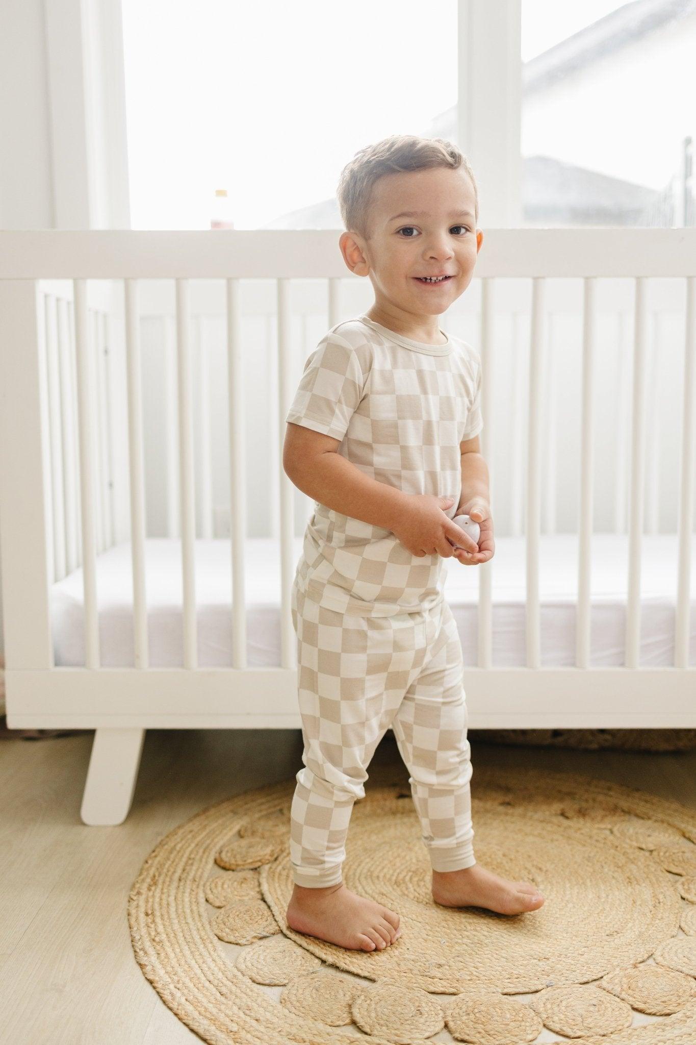 Neutral Checker 2pc Bamboo Pajama Set