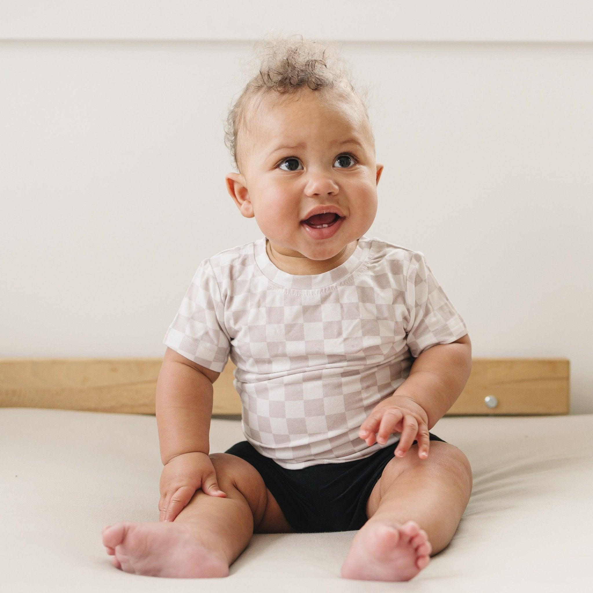 Neutral Checkered Bamboo Tee