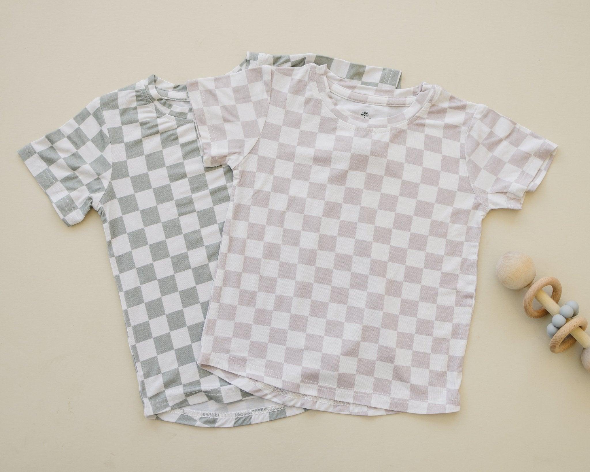 Neutral Checkered Bamboo Tee