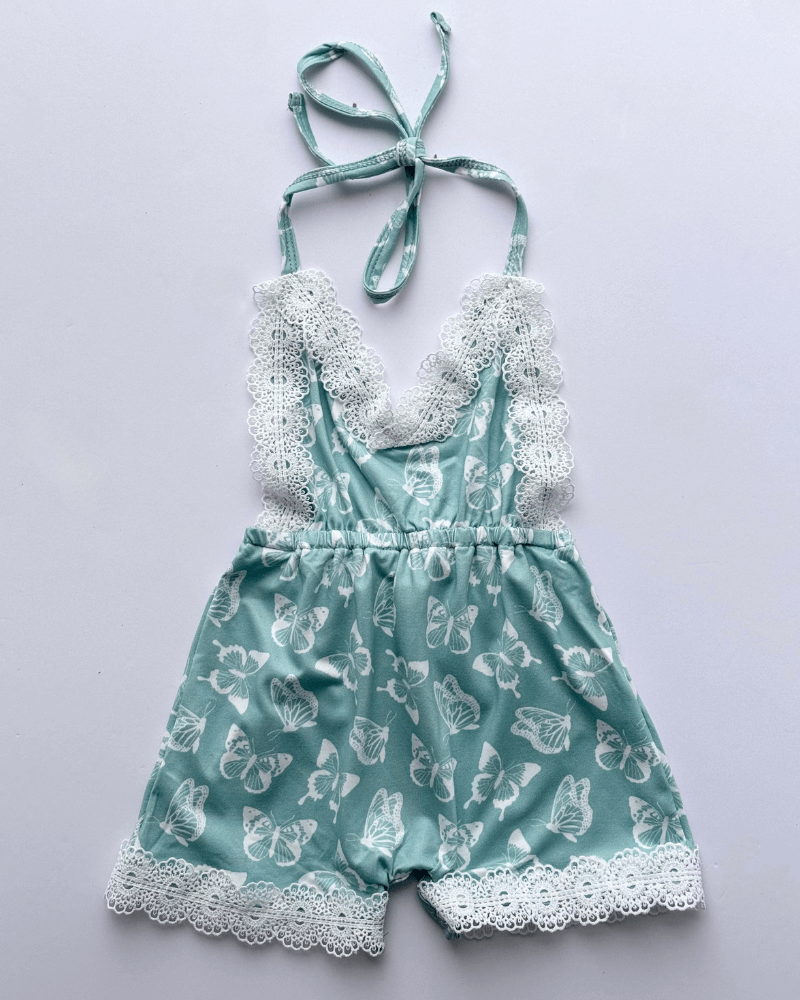 Nikki Lace Halter Romper - Bermuda Butterfly