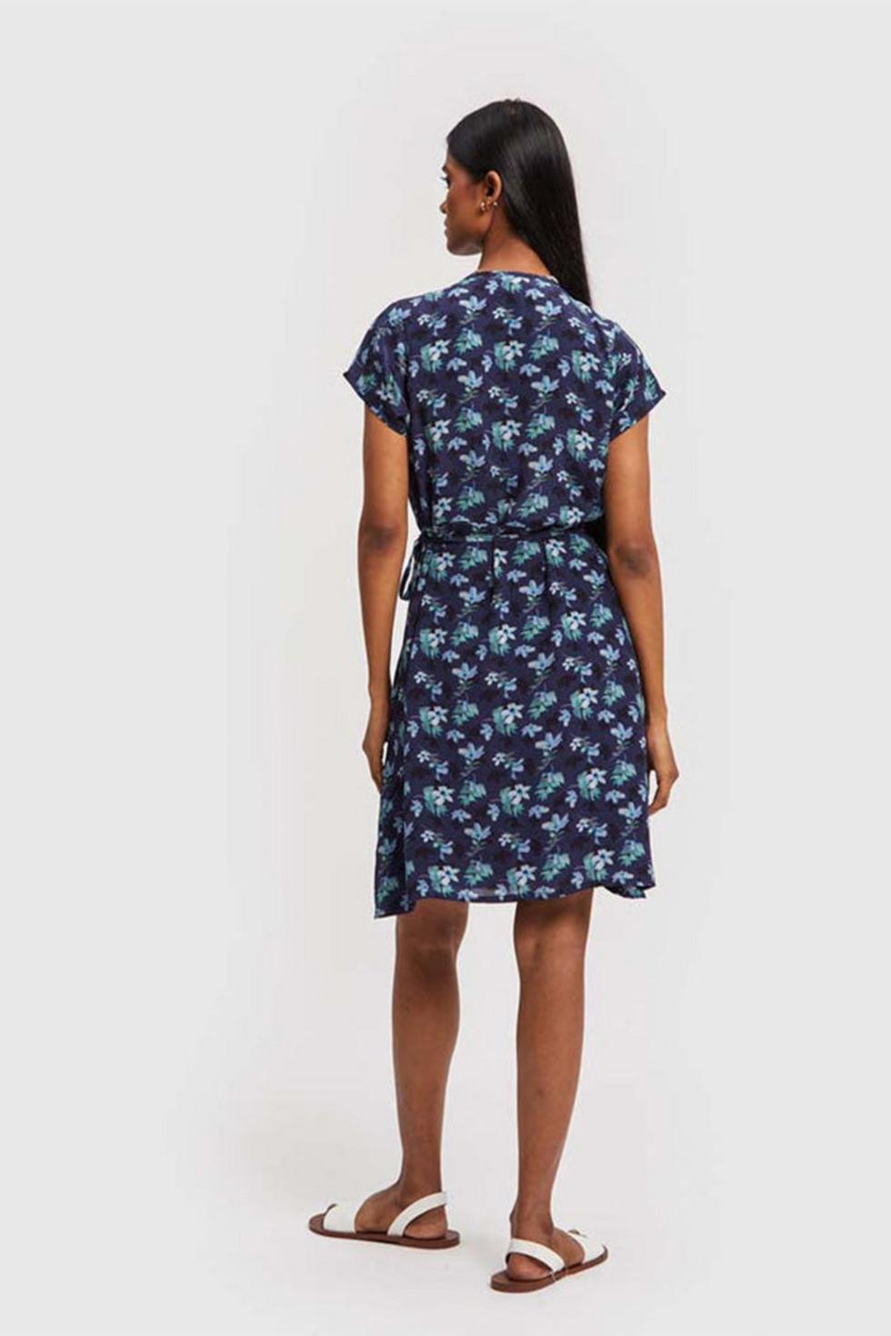 Short Wrap Dress Midnight Florals - Midnight Florals