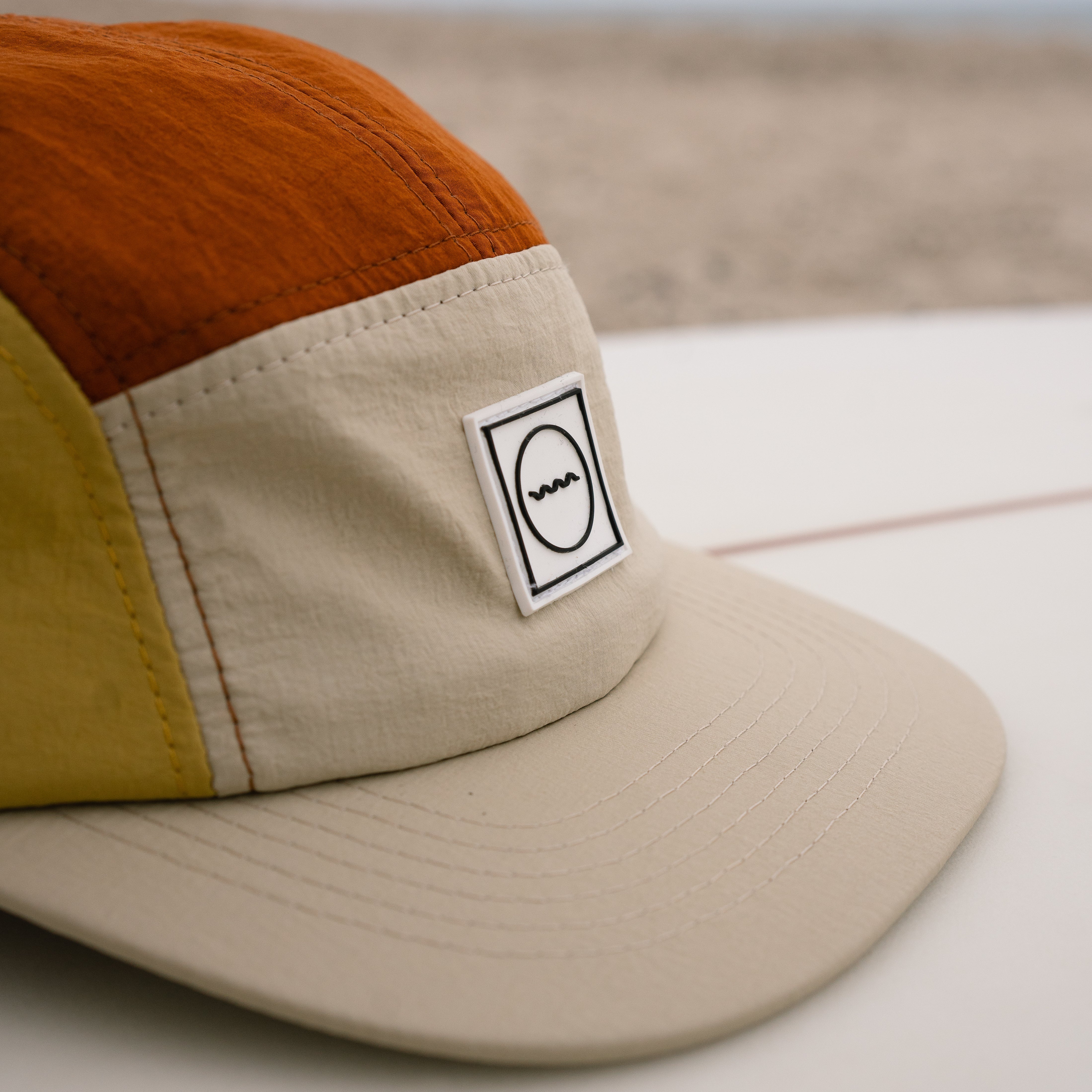 Nylon Color Block Five-Panel Hat in Sunrise