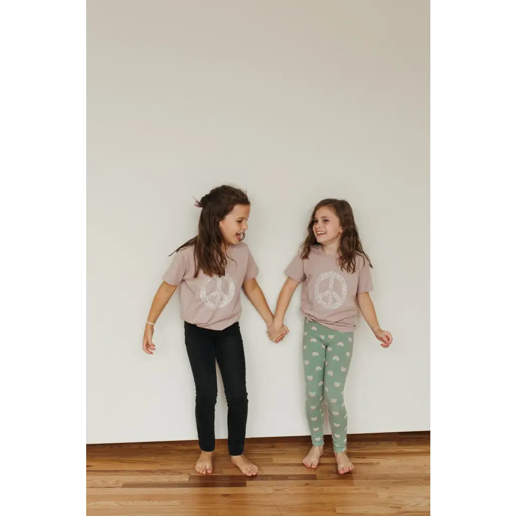 Peace Floral Kid’s Illustrated T-Shirt - Fawn