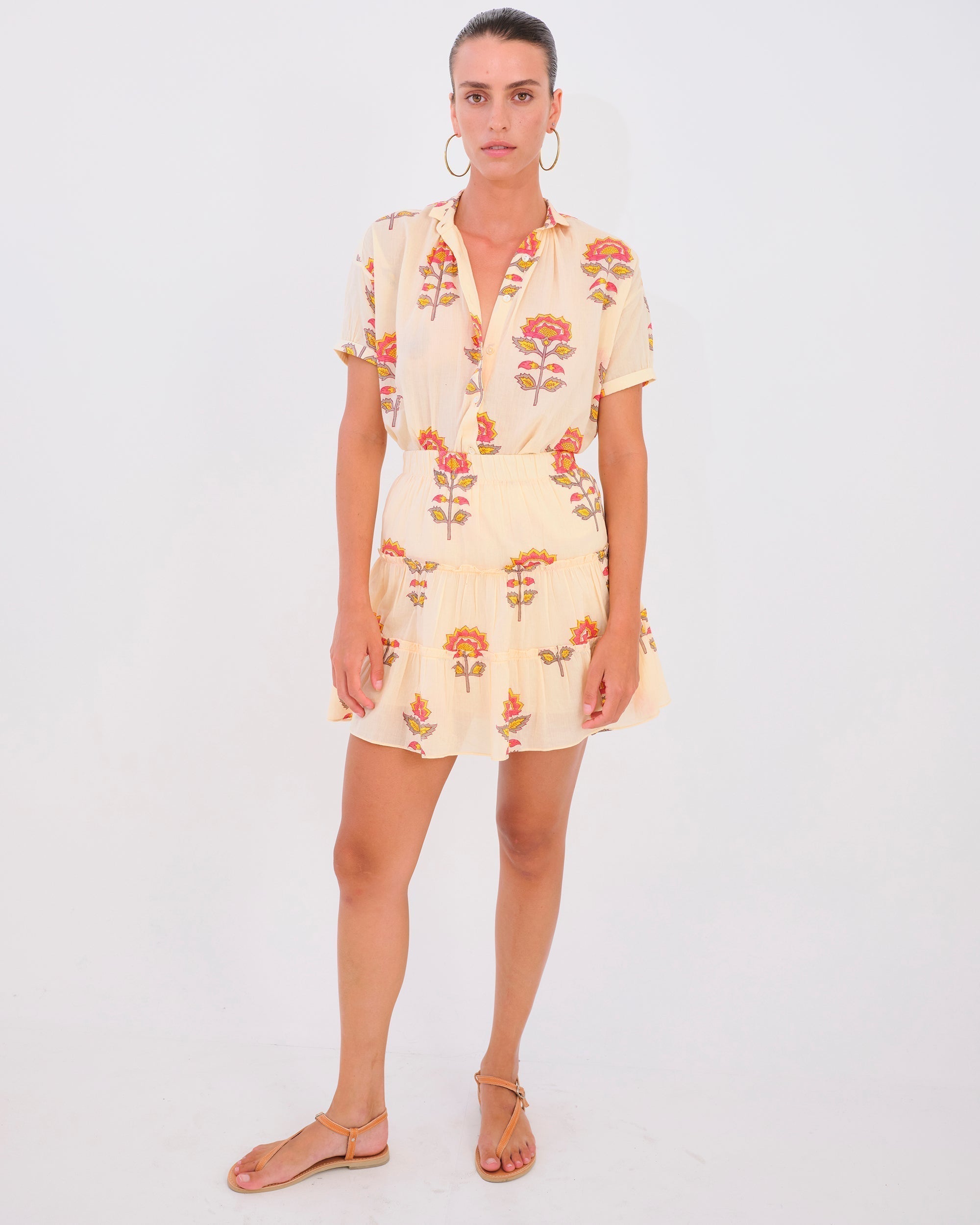 Kahina Mini Skirt - Peach Floral